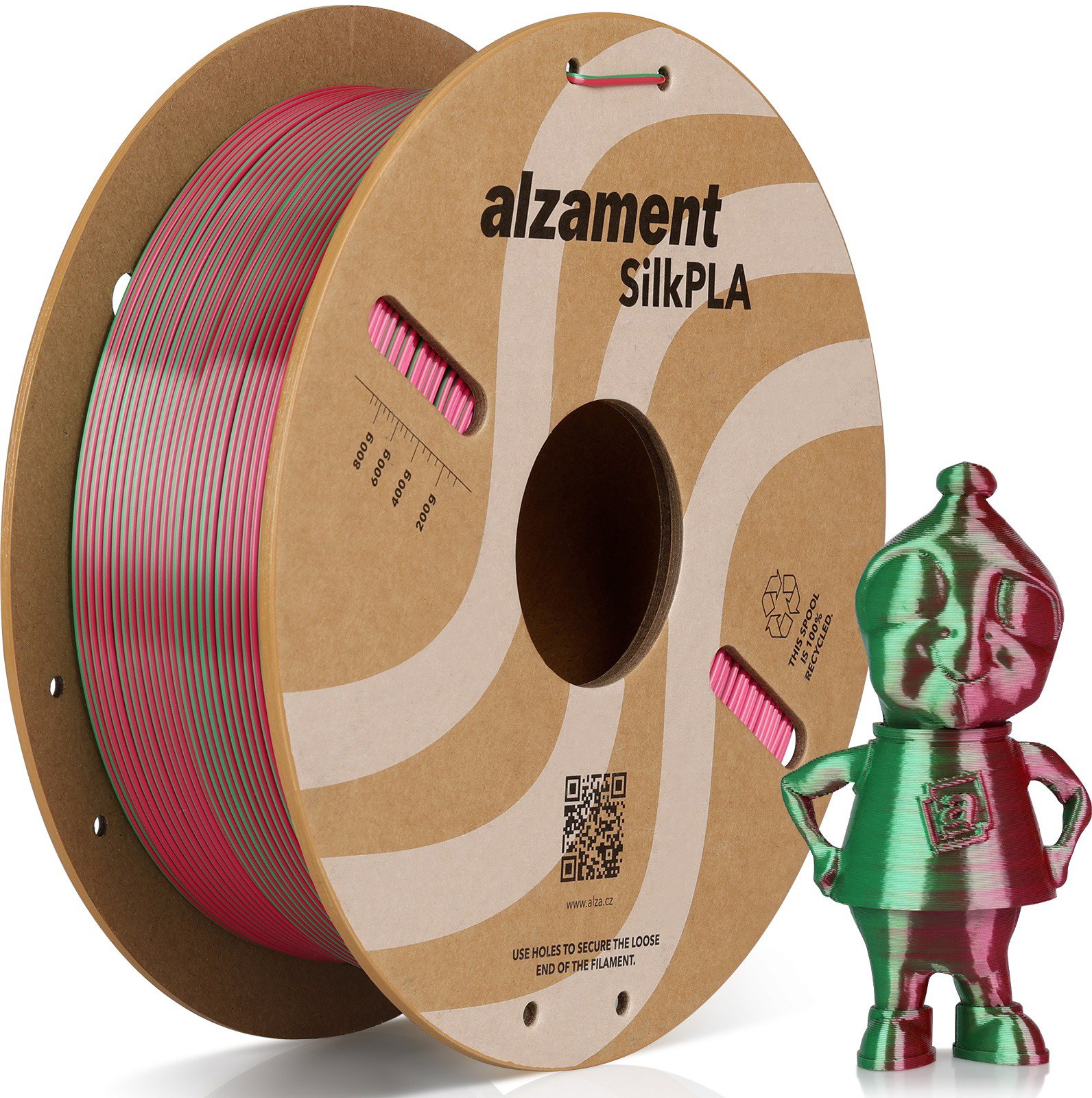 Alzament PLA Silk Dual Color 1 kg Red-Green