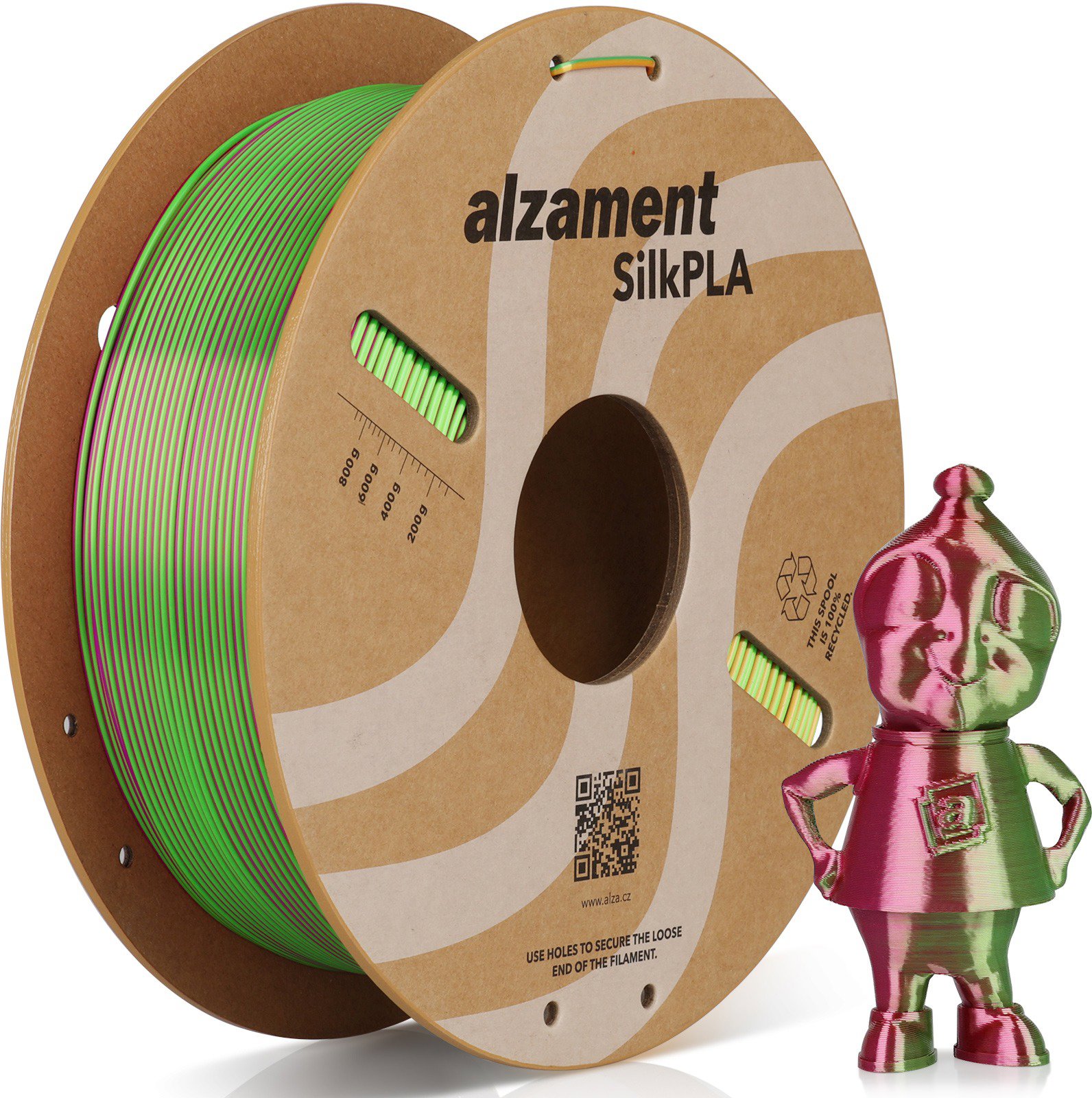 Alzament PLA Silk Tri Color 1 kg Gold-Green-Rose Red - speciální typ filaments pro 3D tisk
