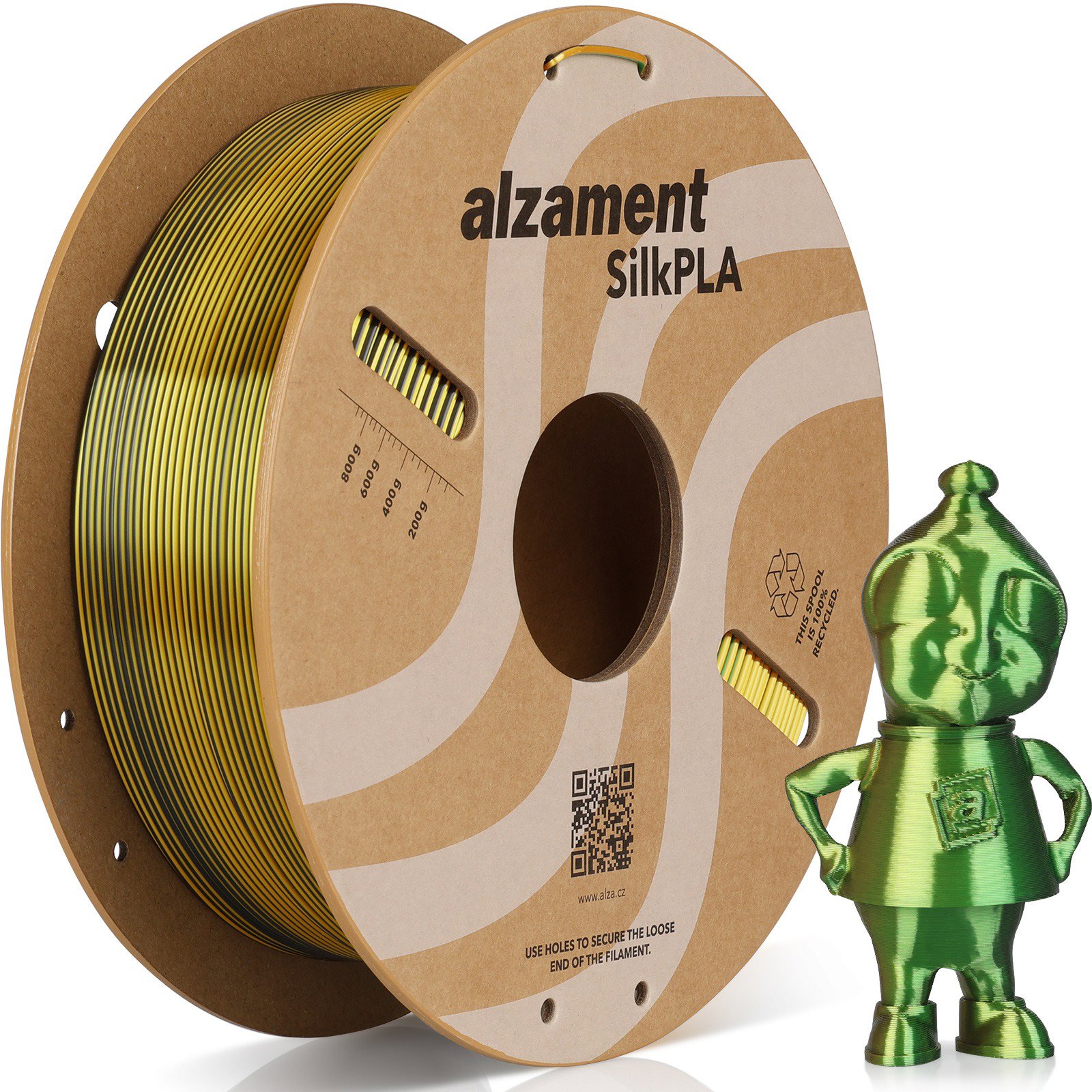 Alzament PLA Silk Tri Color 1 kg Gold-Green-Black - vysoce kvalitní filament pro 3D tisk