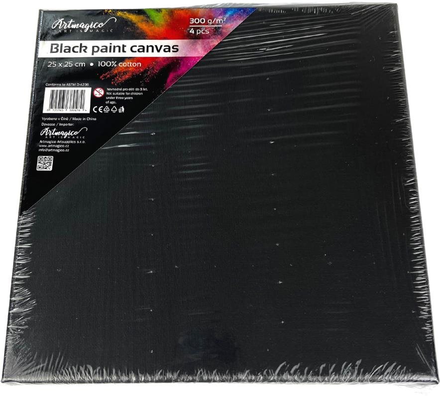 Plátna na rámu Artmagico - 25x25 cm 4 ks (černé)