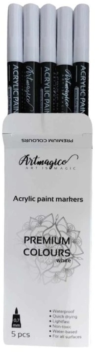Artmagico akrylový popisovač 5 kusů bílá 0,7 mm