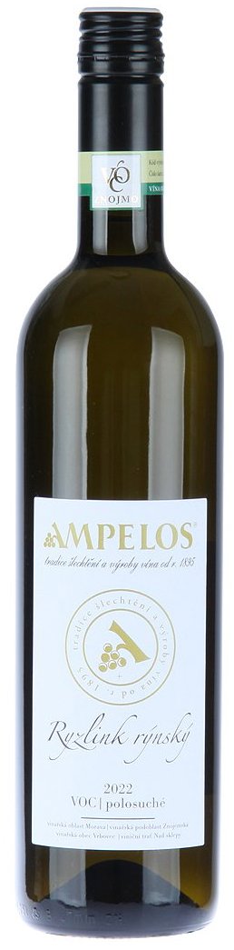 AMPELOS Ryzlink rýnský VOC, 0,75 l, 13 % vol.