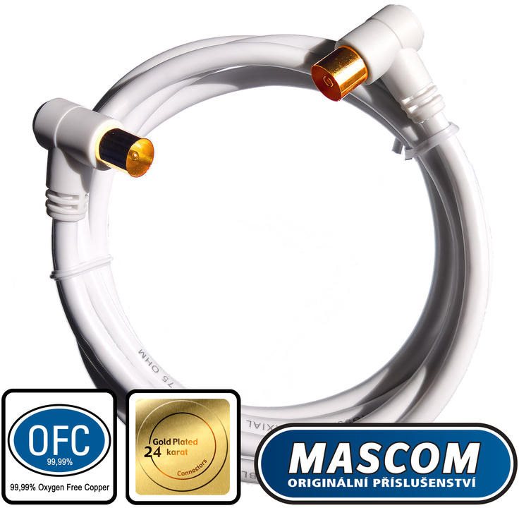 Mascom anténní kabel 7274-015, úhlové IEC konektory 1,5m