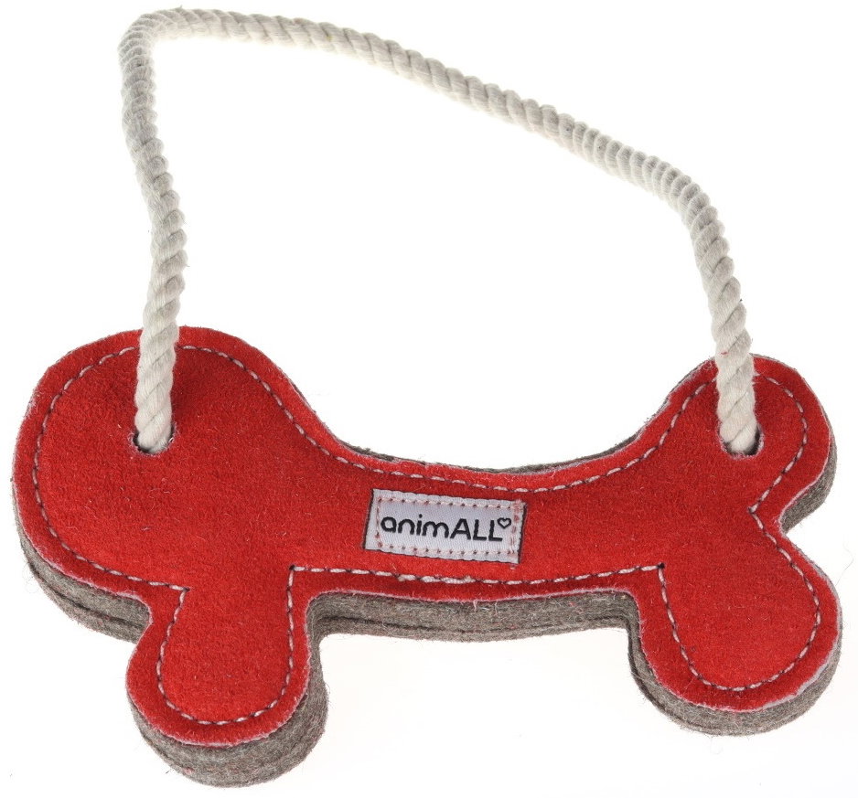 animALL Kost přetahovadlo natural kůže podložená plstí 10 × 19 cm