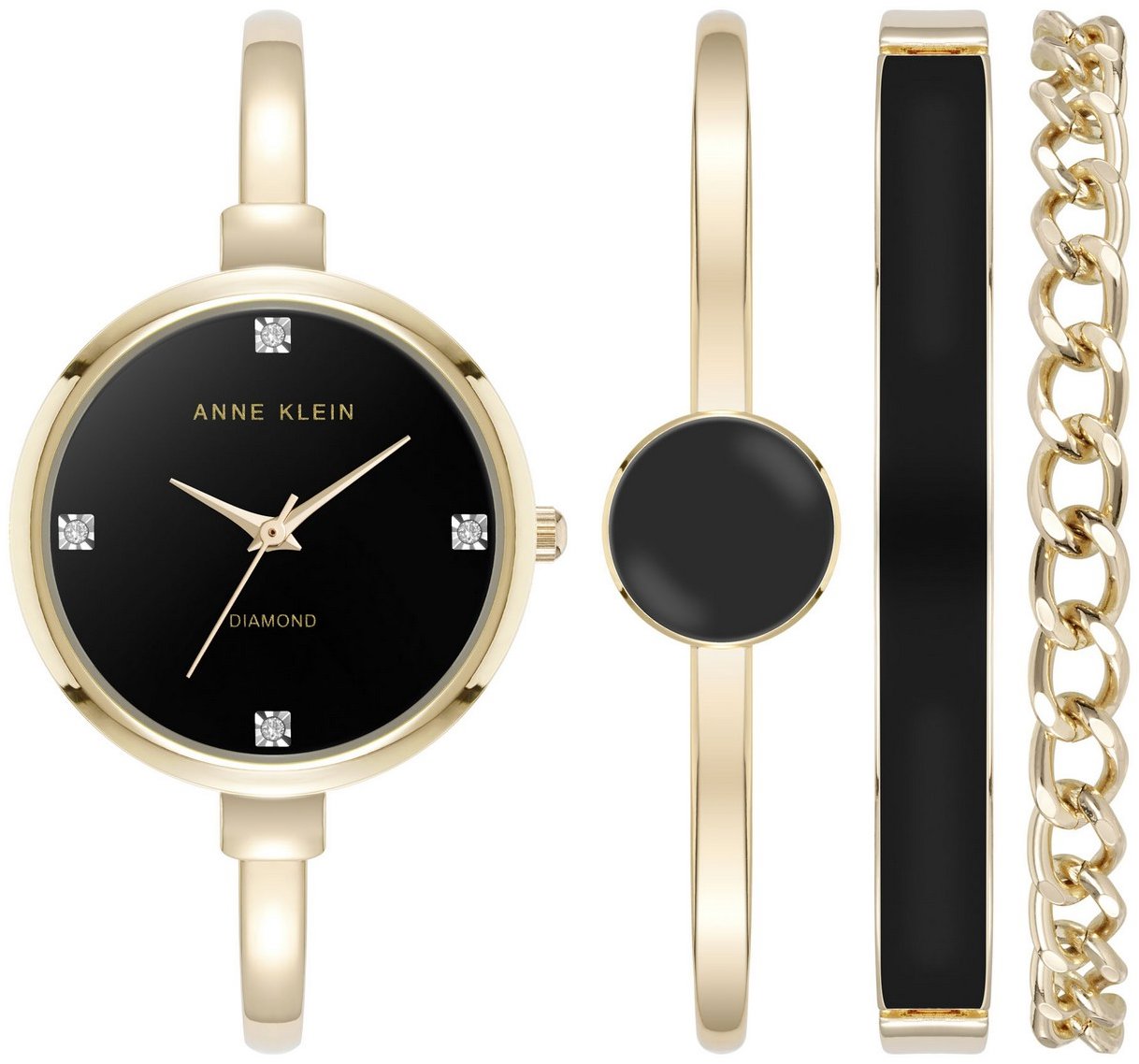 Anne Klein dámská dárková sada hodinek a náramků AK/5142BKST