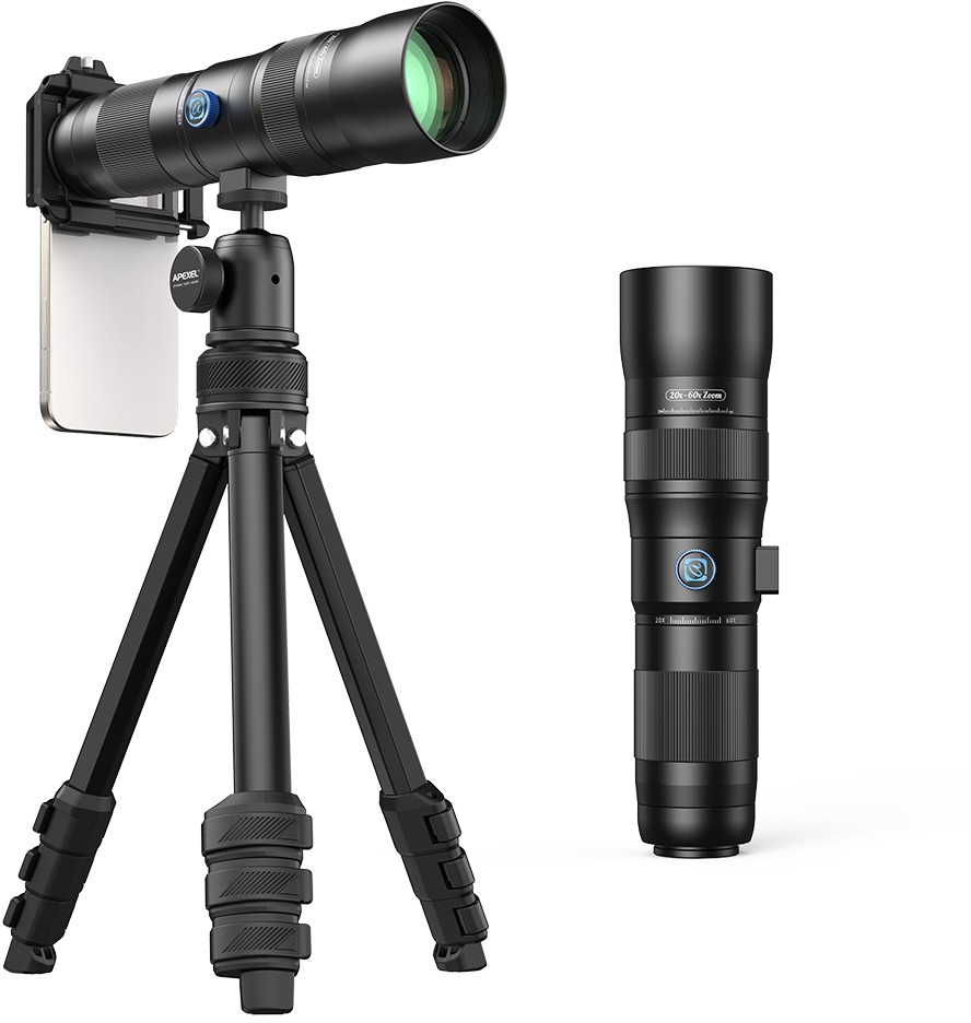 Apexel 20-60X Zoom Lens with Extendable Tripod
