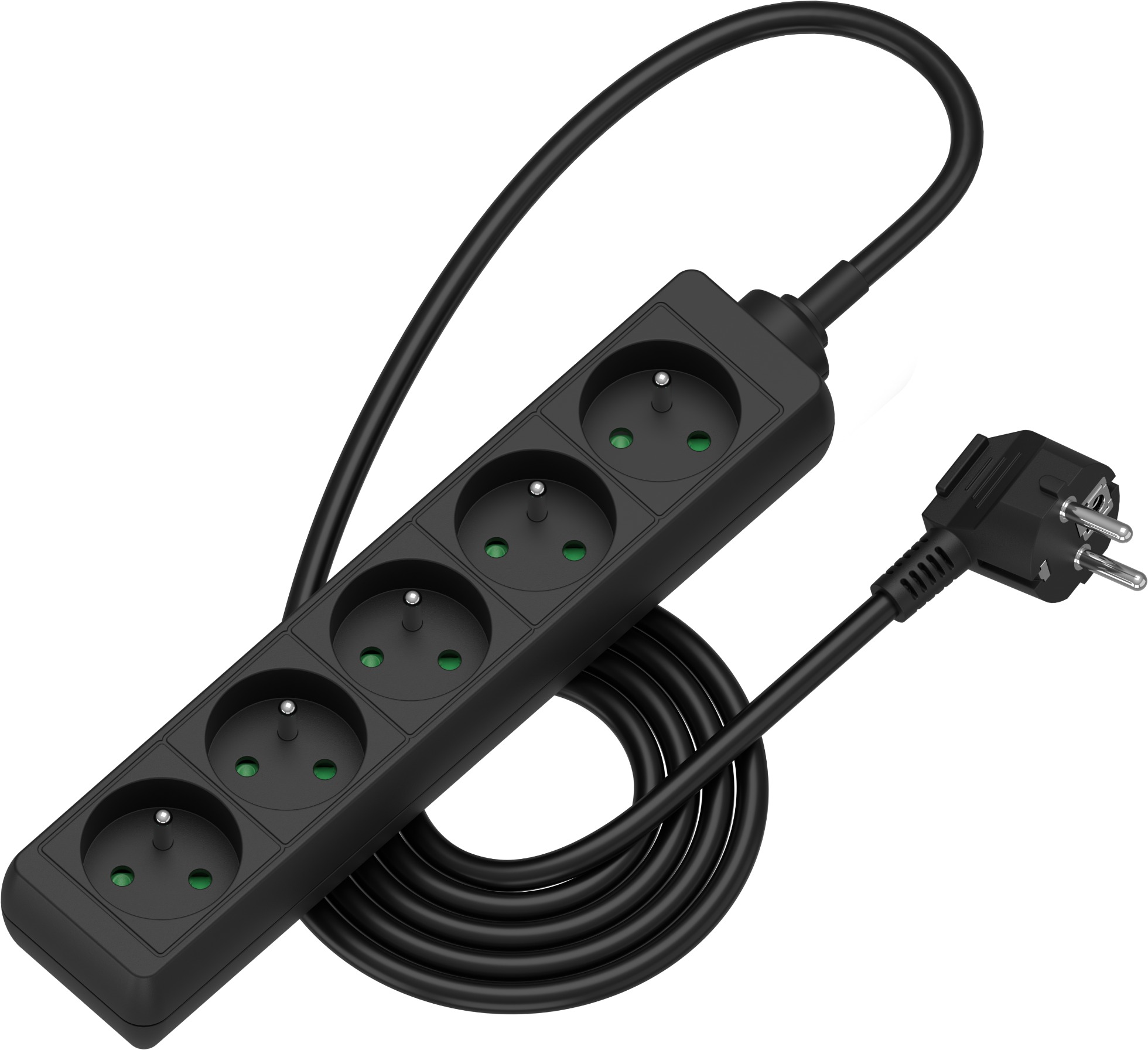 AlzaPower prodlužovací přívod 230V 5 zásuvek 1.5m černý