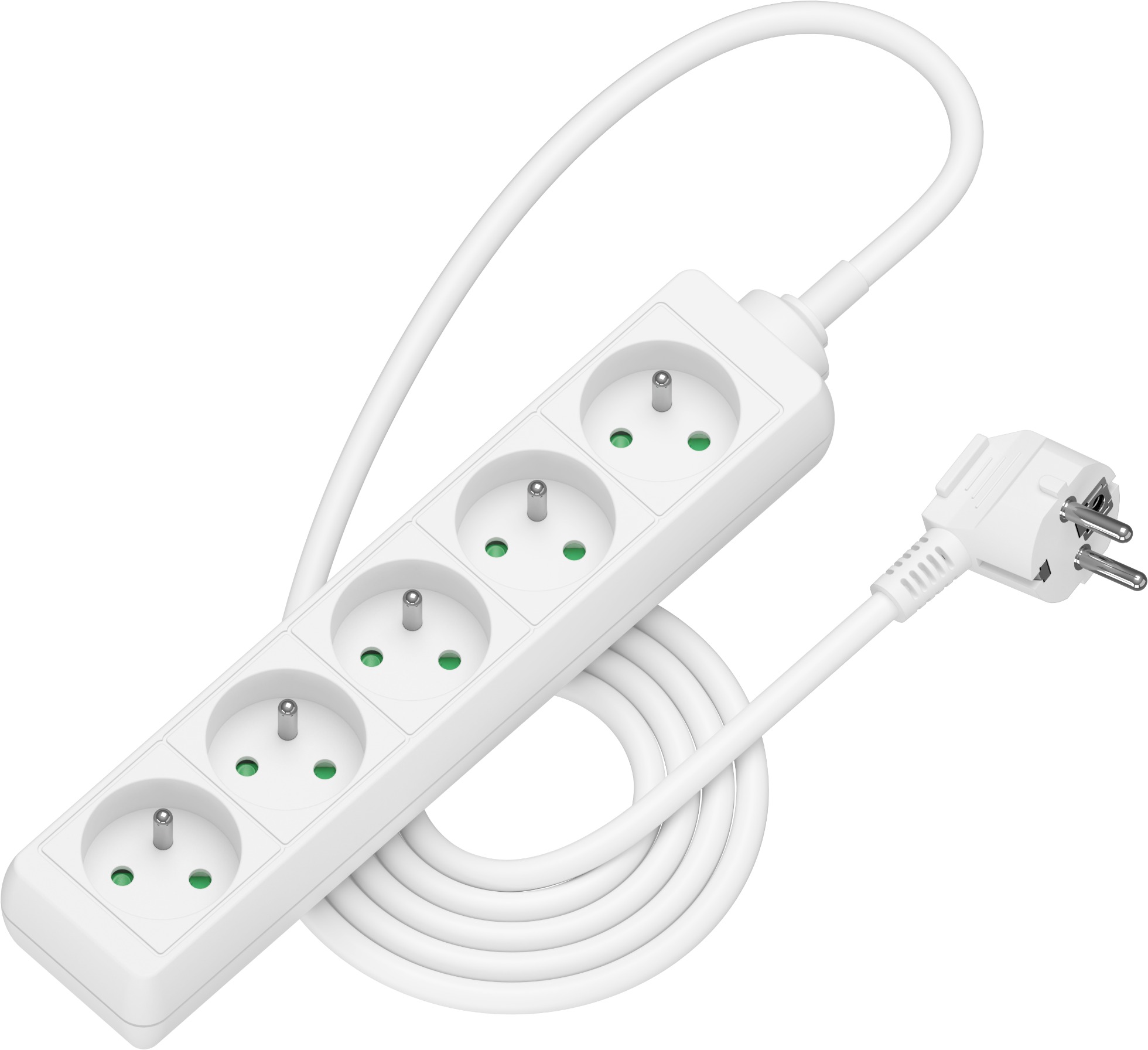 AlzaPower prodlužovací přívod 230V 5 zásuvek 1.5m bílý