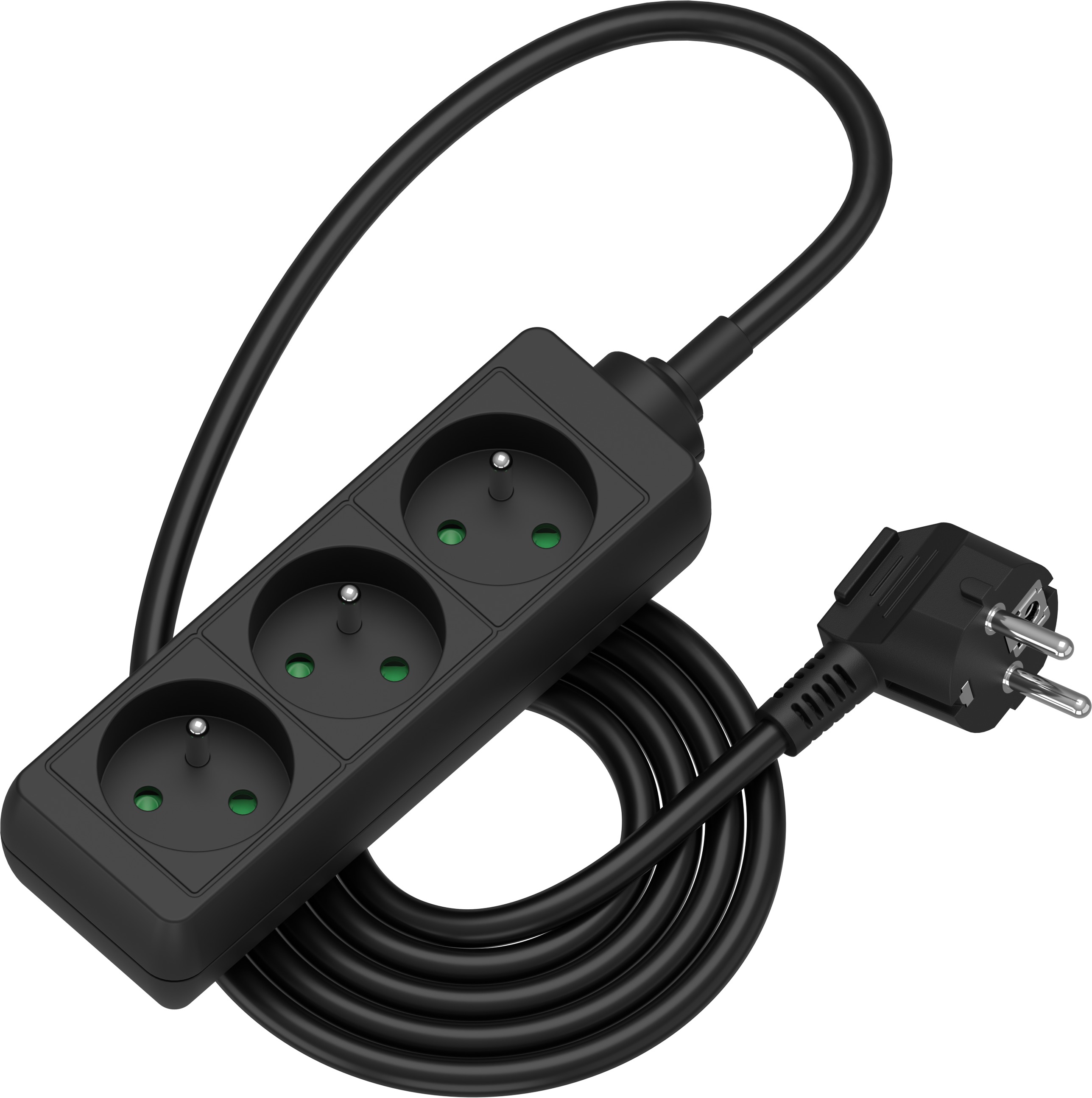 AlzaPower prodlužovací přívod 230V 3 zásuvky 2m černý