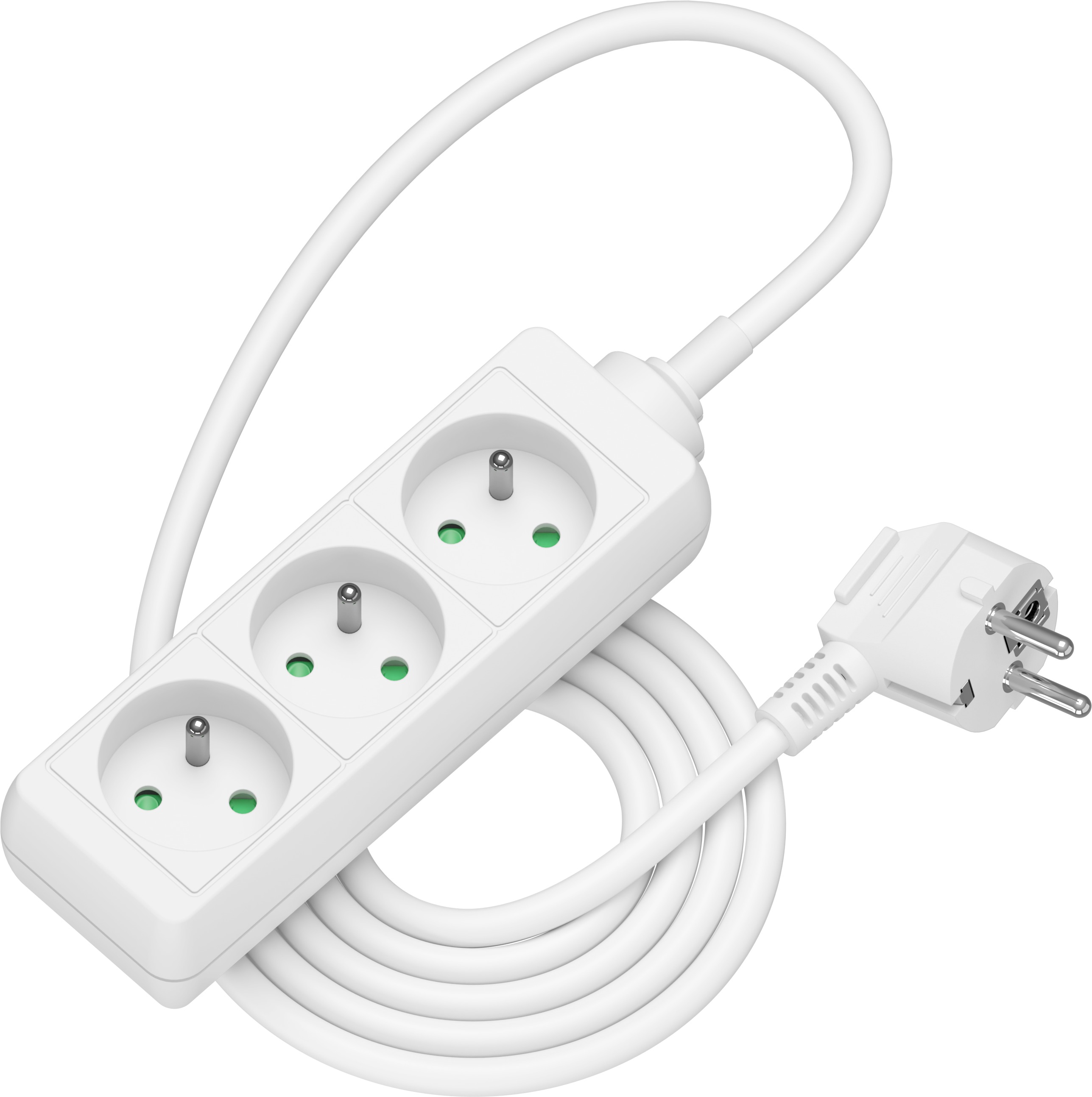 AlzaPower prodlužovací přívod 230V 3 zásuvky 2m bílý