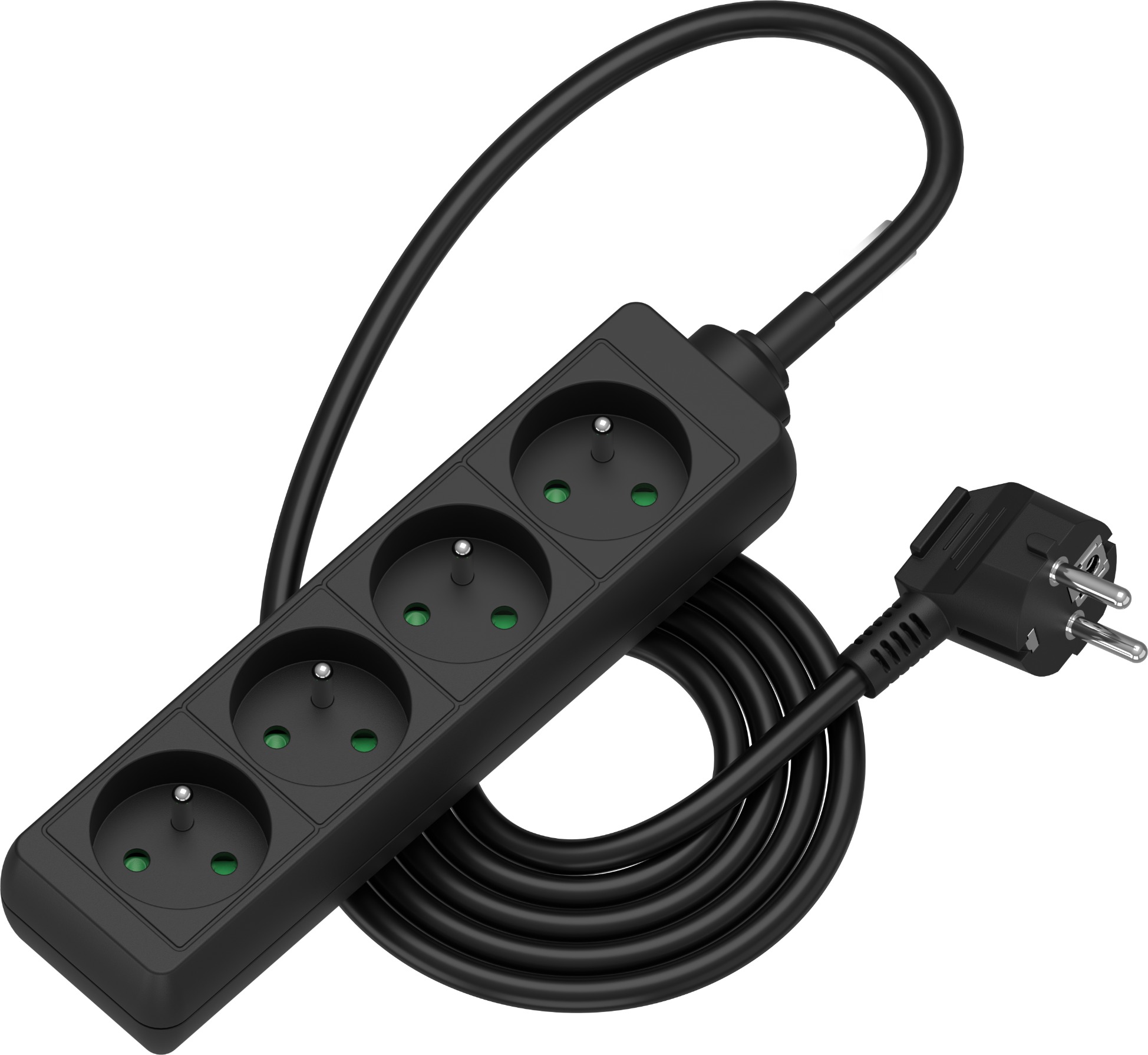 AlzaPower prodlužovací přívod 230V 4 zásuvky 2m černý
