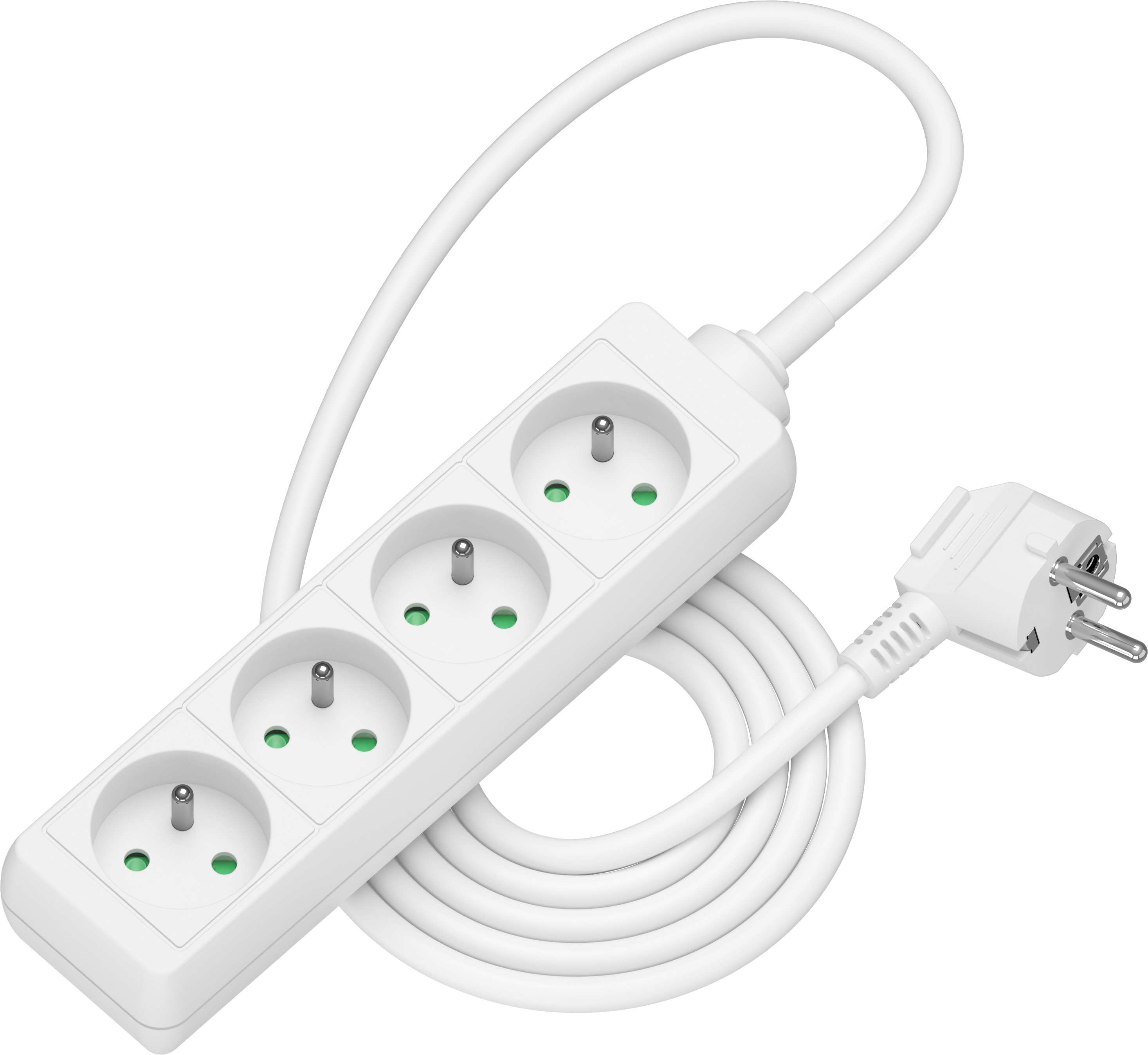 AlzaPower prodlužovací přívod 230V 4 zásuvky 2m bílý