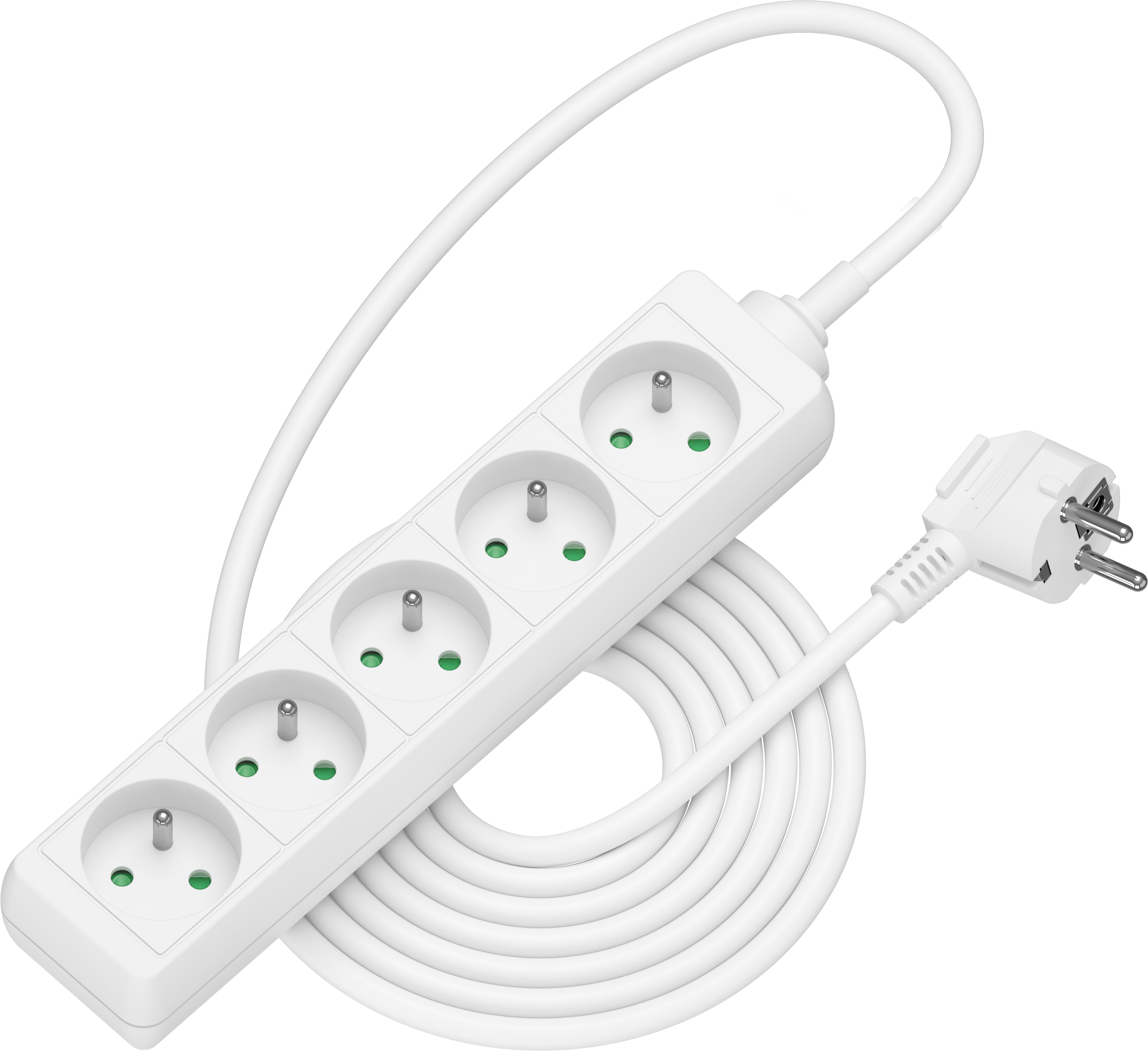AlzaPower prodlužovací přívod 230V 5 zásuvek 2m bílý