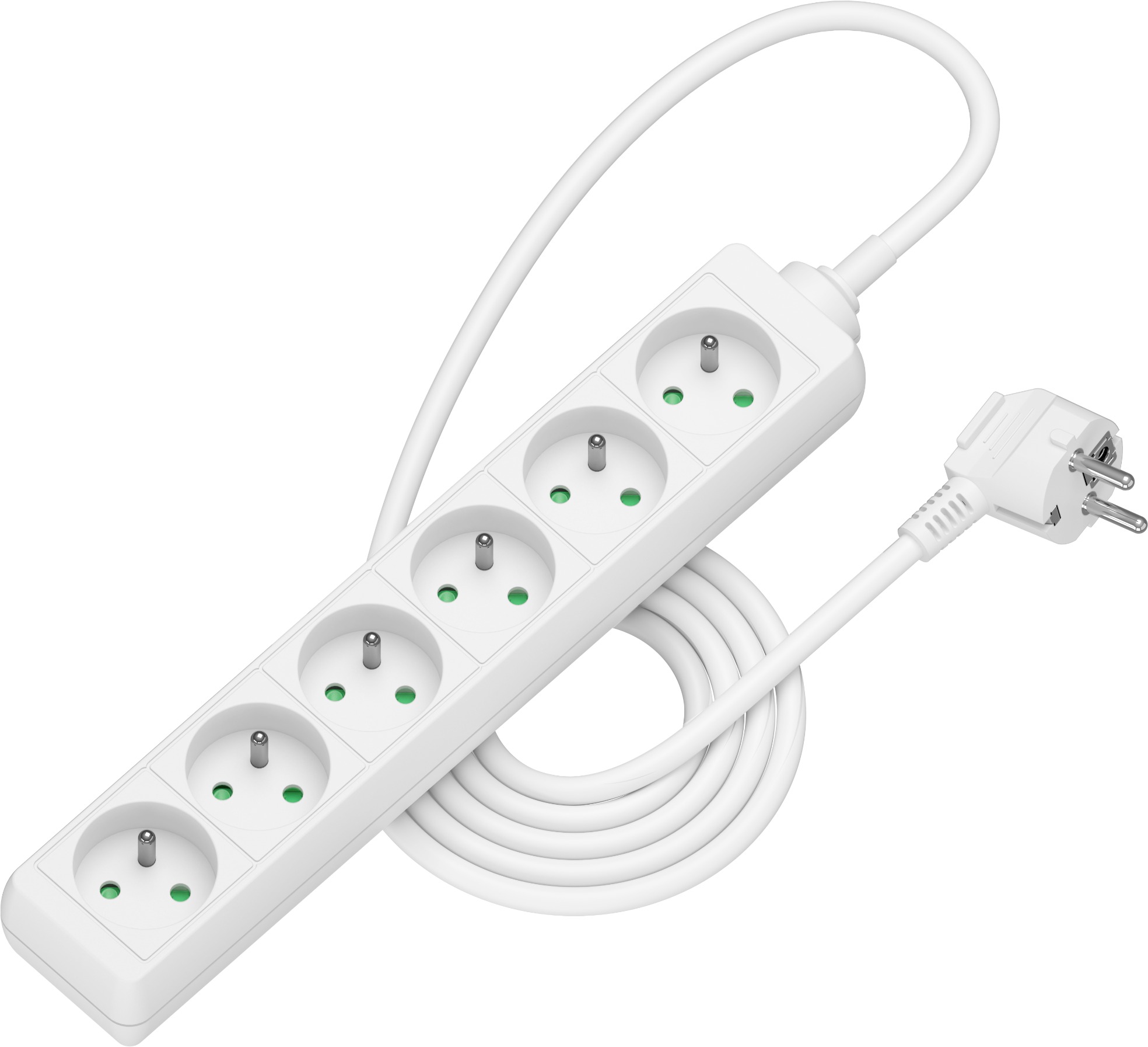 AlzaPower prodlužovací přívod 230V 6 zásuvek 2m bílý
