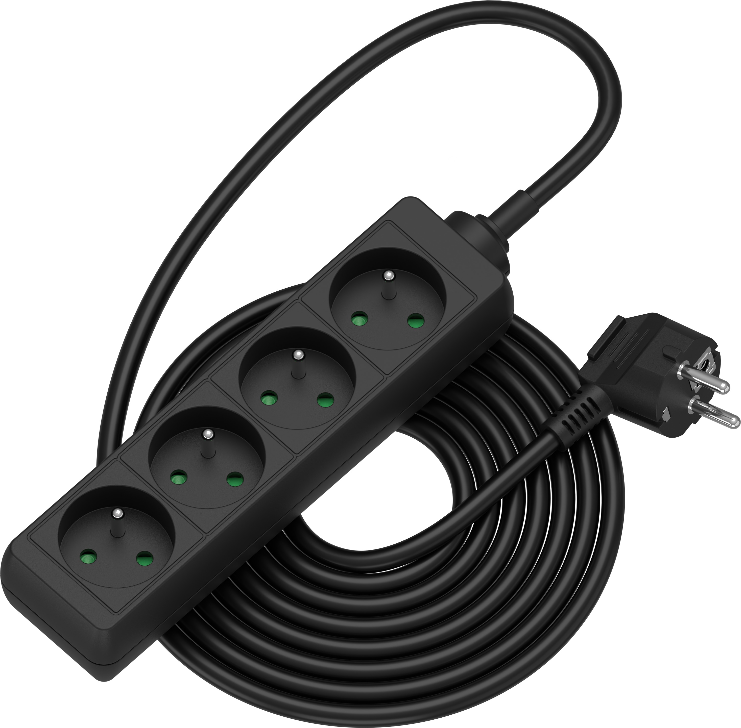 AlzaPower prodlužovací přívod 230V 4 zásuvky 5m černý