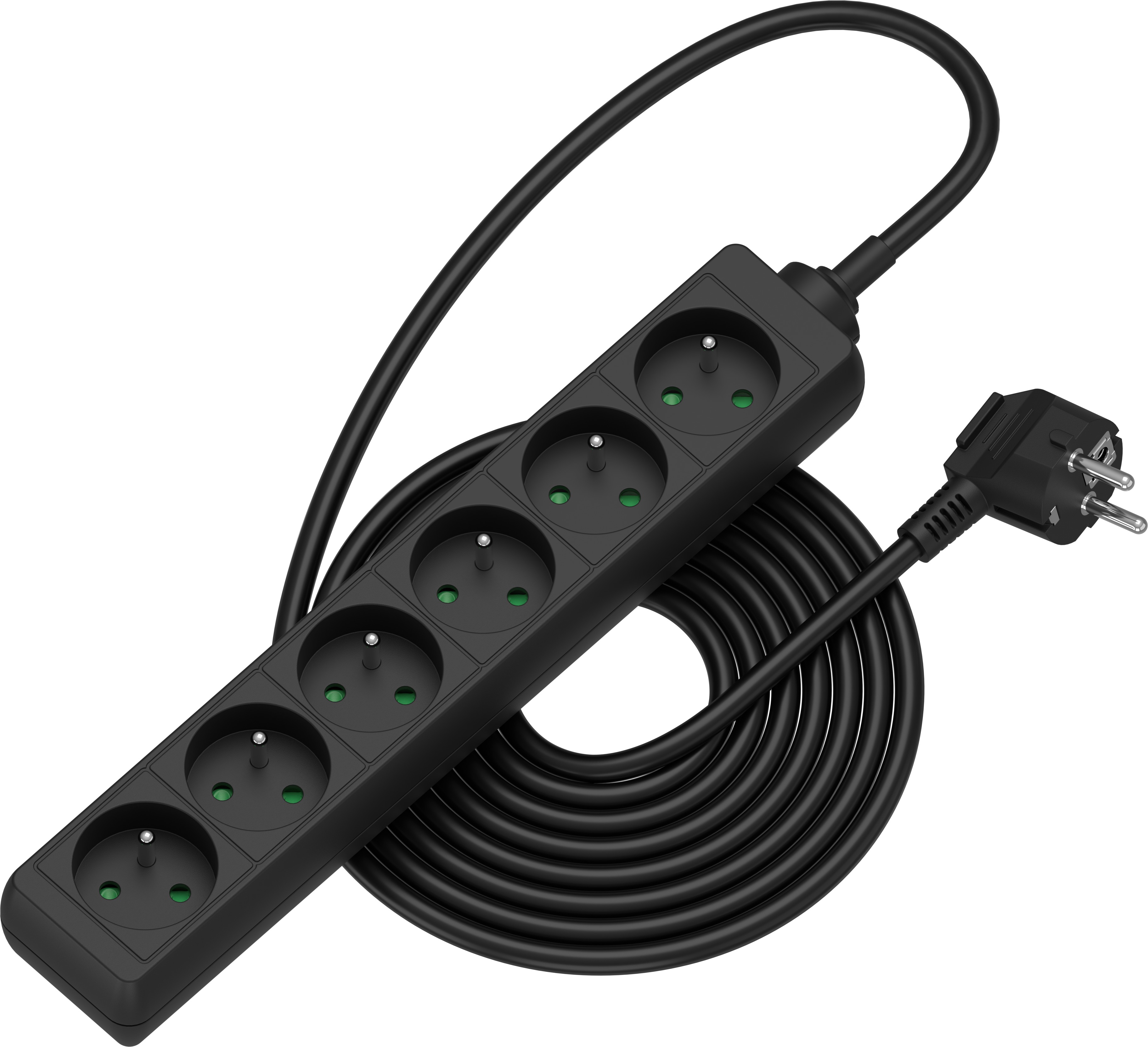AlzaPower prodlužovací přívod 230V 6 zásuvek 5m černý