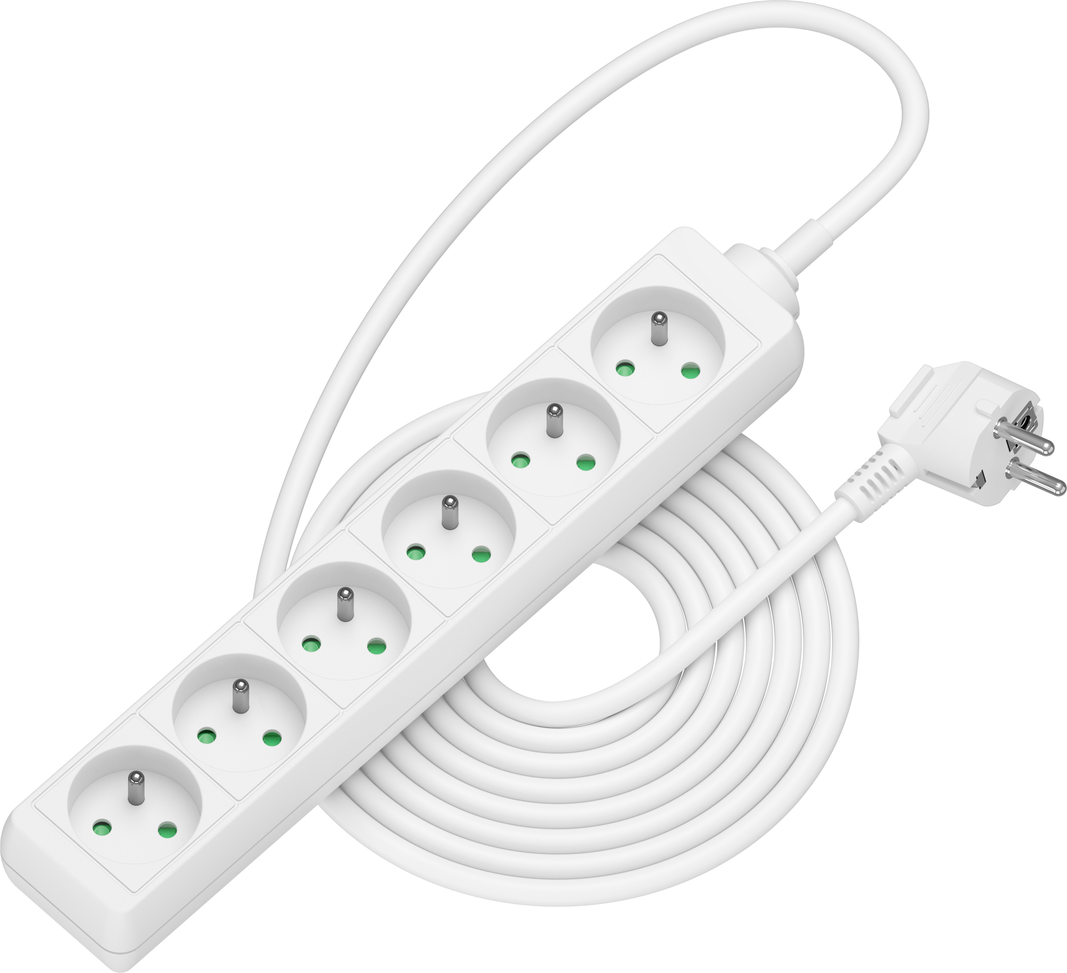 AlzaPower prodlužovací přívod 230V 6 zásuvek 5m bílý