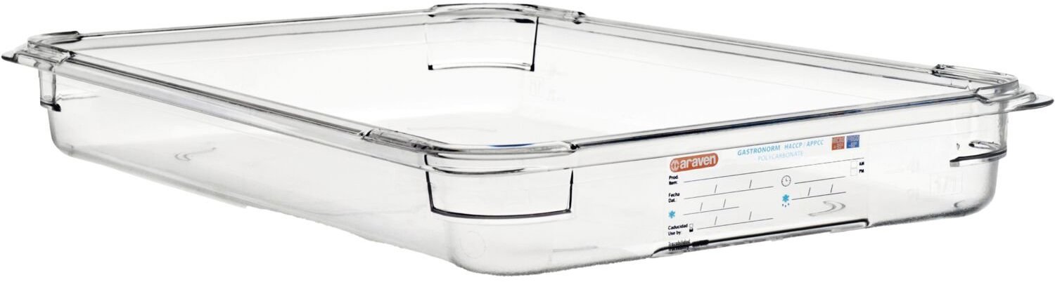 ARAVEN Gastronádoba GN 1/1, polykarbonát, integrovaný štítek, 65 mm, 8,35 l