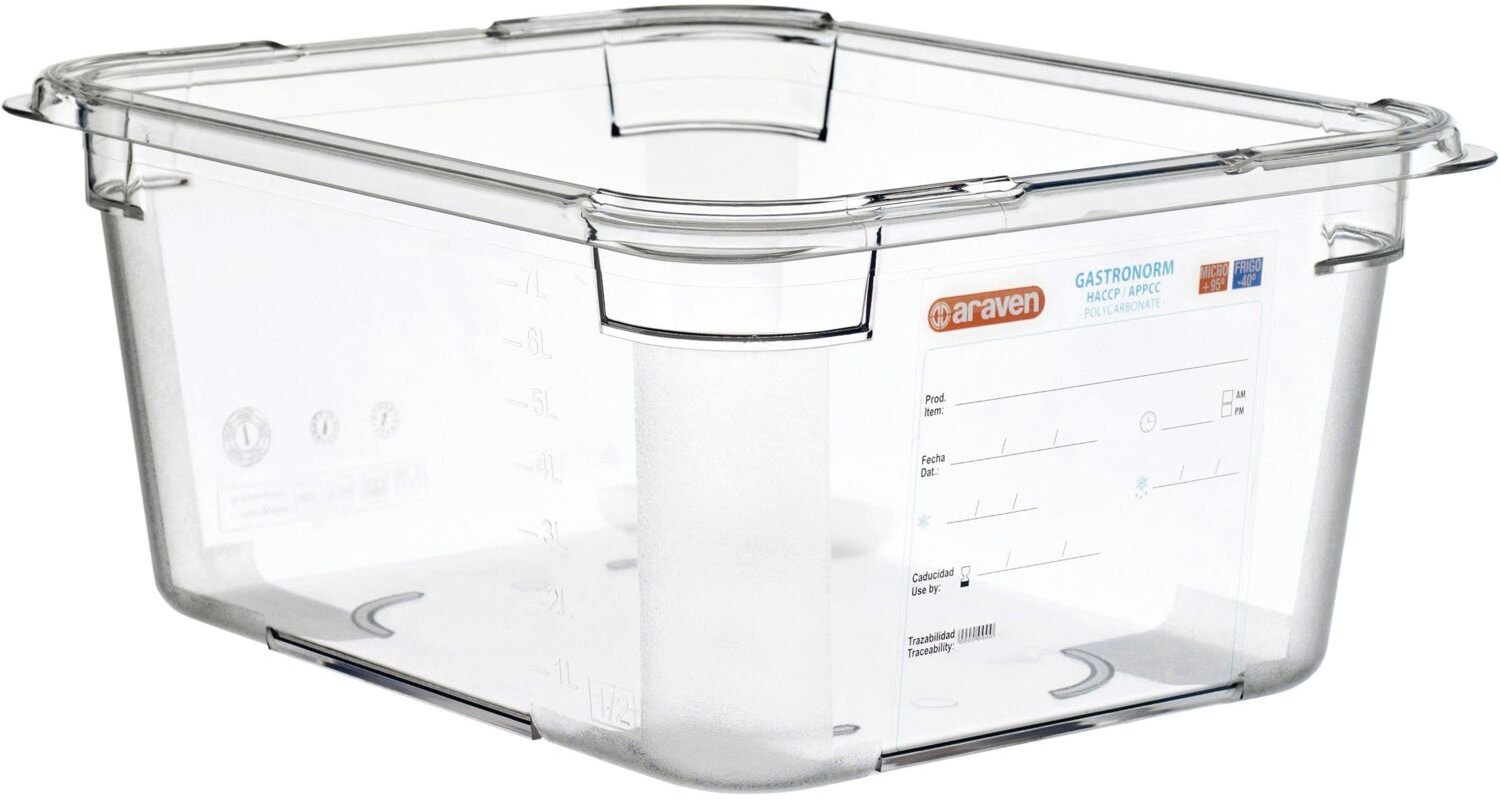 ARAVEN Gastronádoba GN 1/2, polykarbonát, integrovaný štítek, 150 mm, 9 l