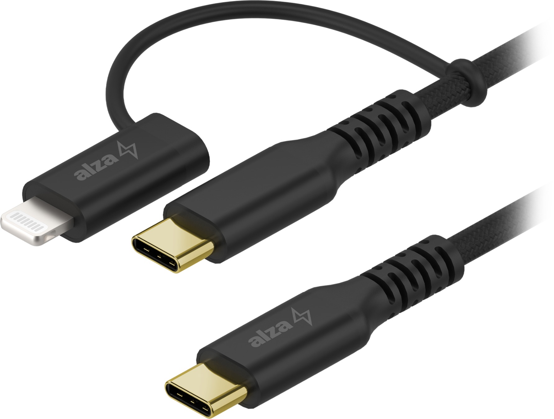 AlzaPower AluCore 2in1 USB-C kabel - černý