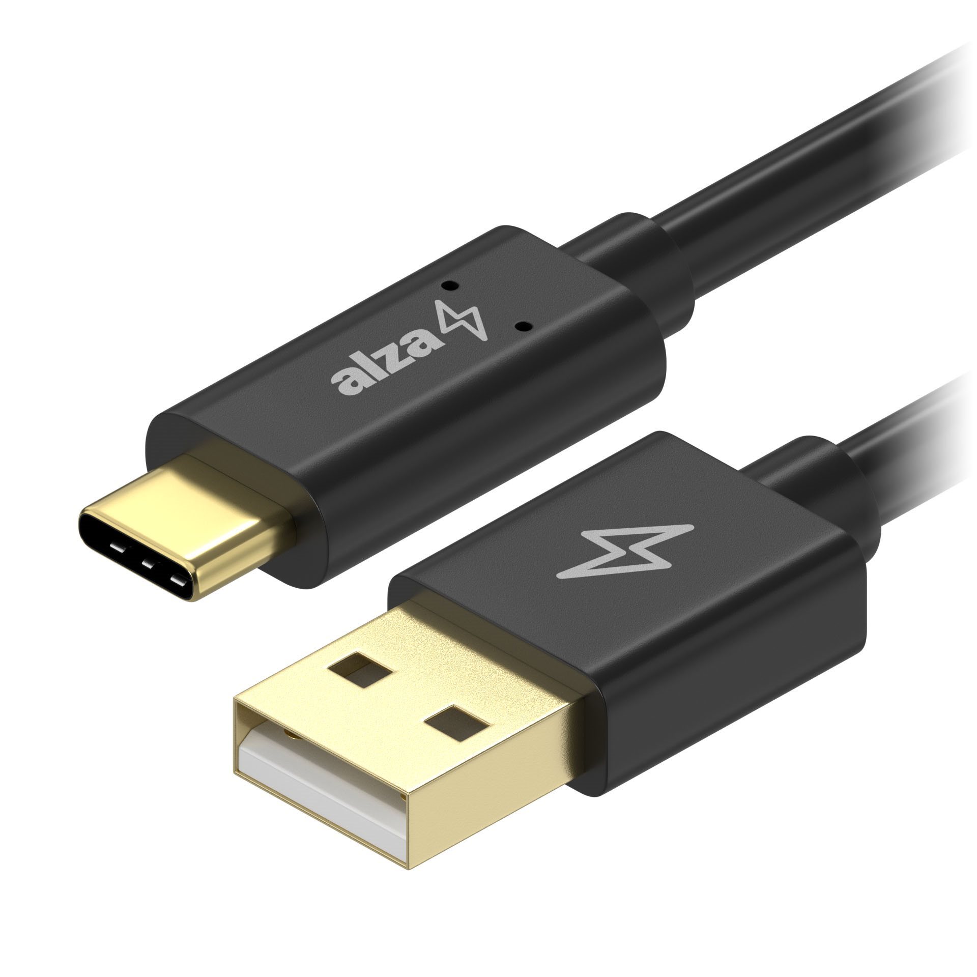 Kabel AlzaPower Core Charge USB-A to USB-C 2.0, černý, délka 0.1 m