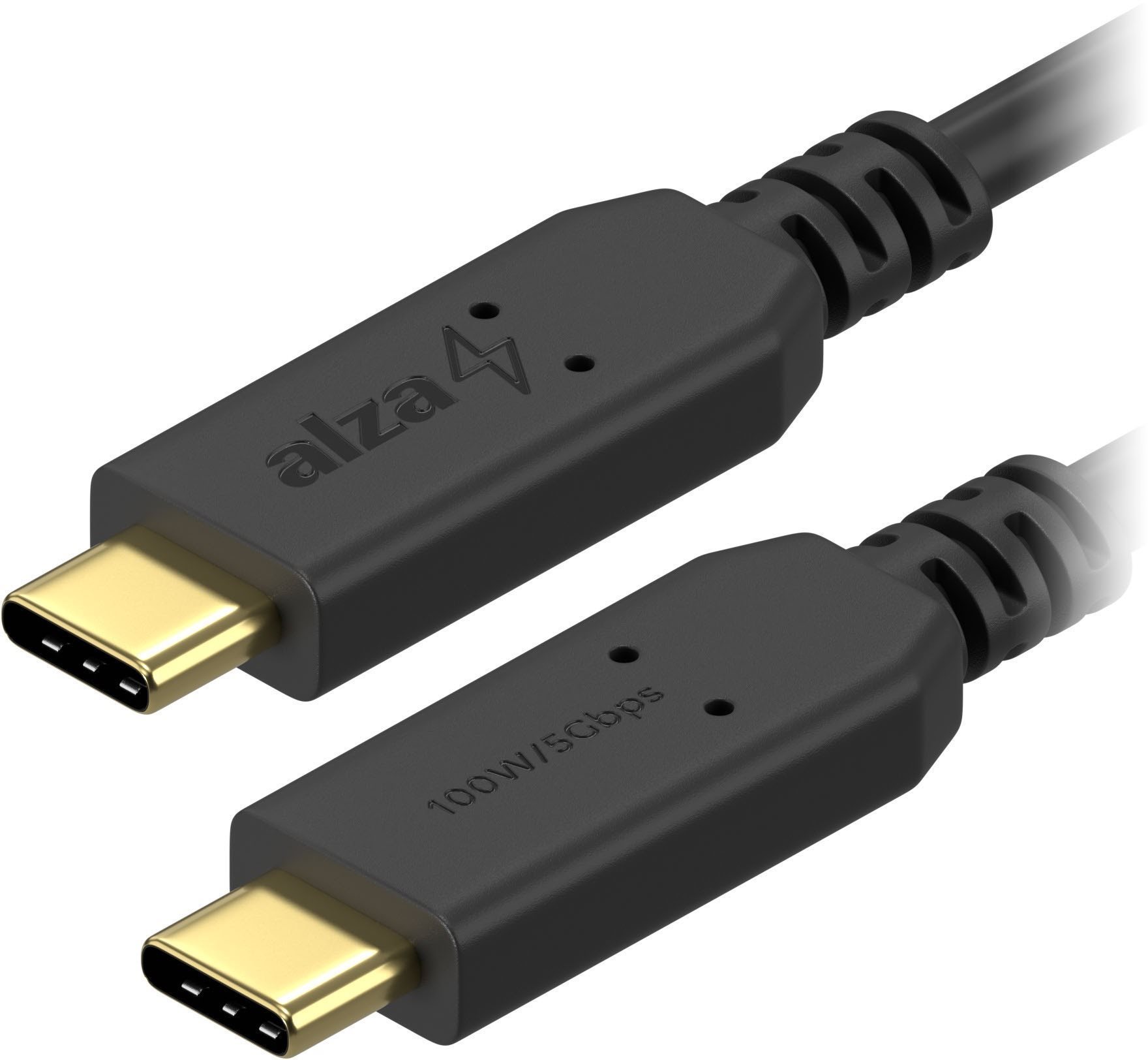 Kabel AlzaPower Core USB-C to USB-C 3.2 Gen 1 100W 0.15m černý