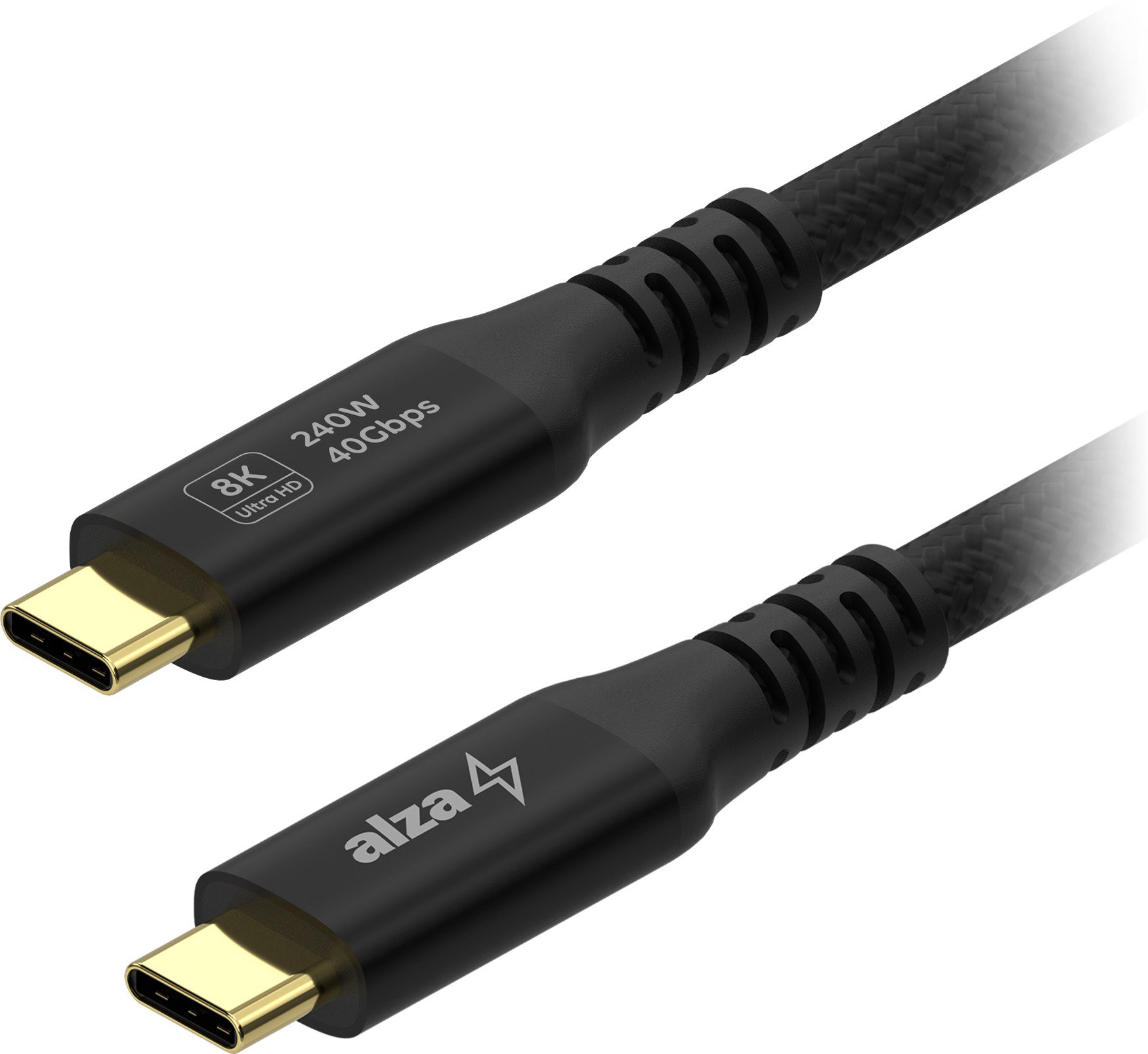 AlzaPower AluCore USB-C to USB-C USB4 Gen 3x2 240W 1.8m černý