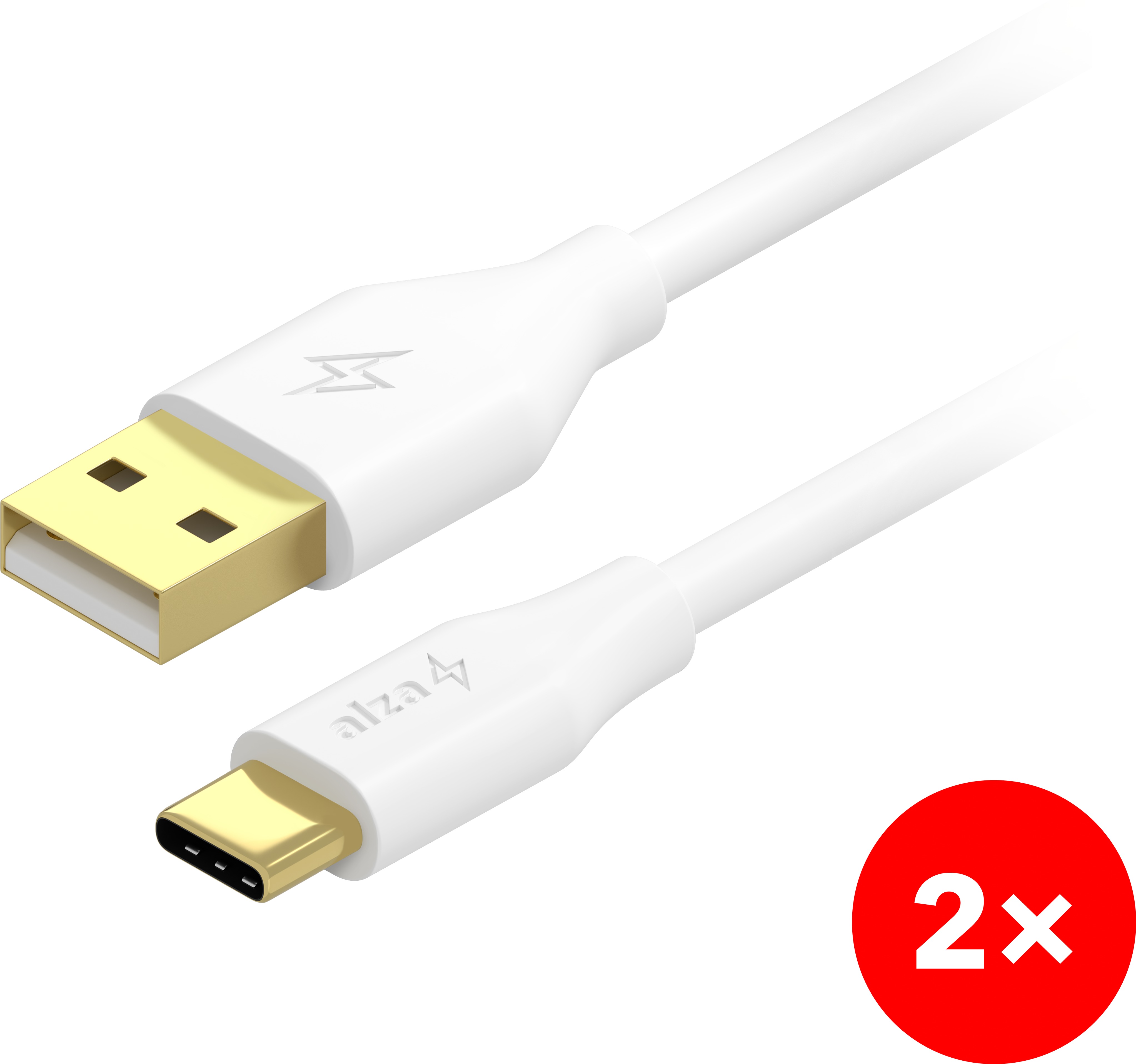 AlzaPower 2-Pack Core Charge USB-A to USB-C 2.0 1m bílý