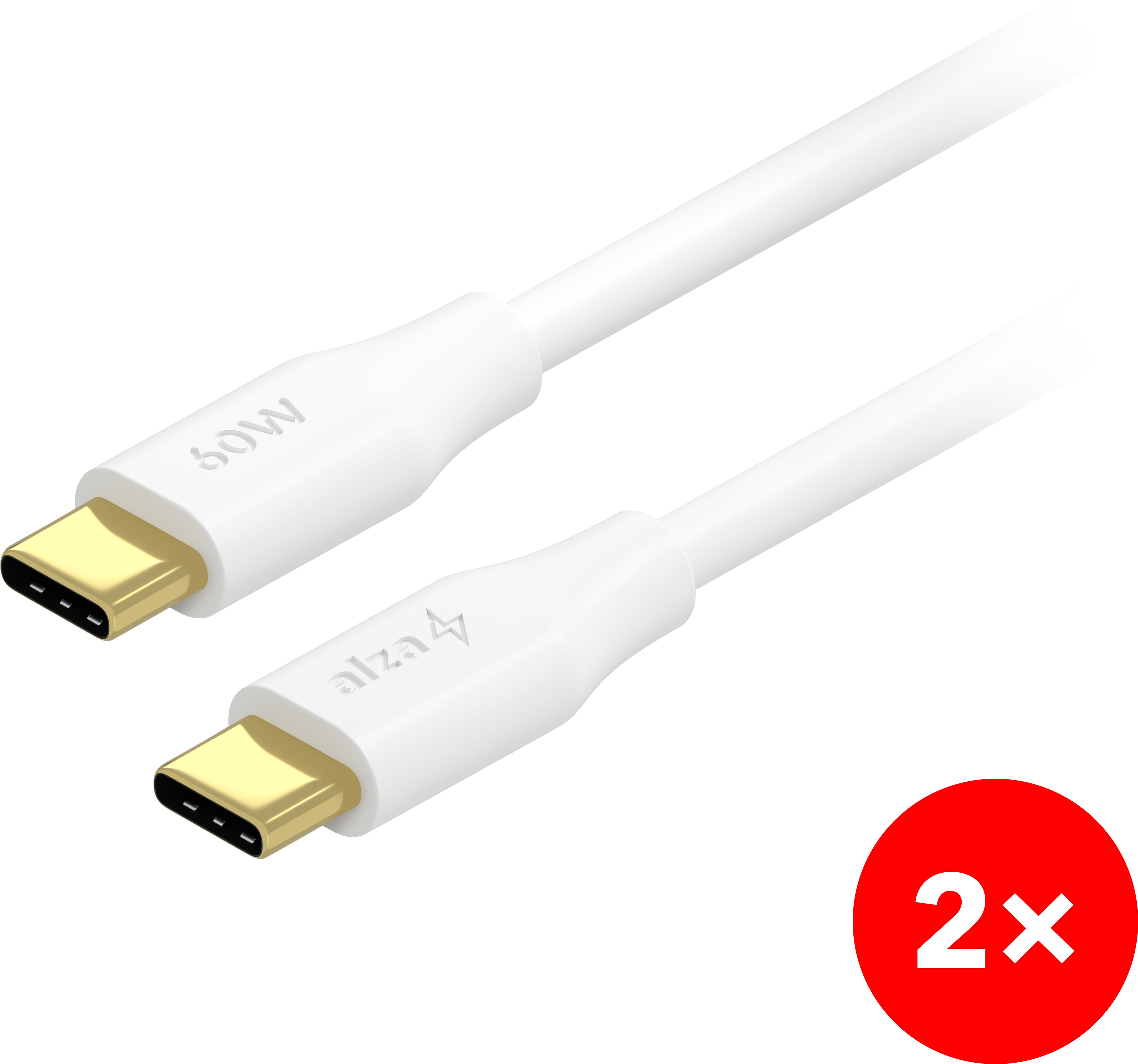 AlzaPower 2-Pack Core Charge USB-C to USB-C 2.0 60W 1m bílý