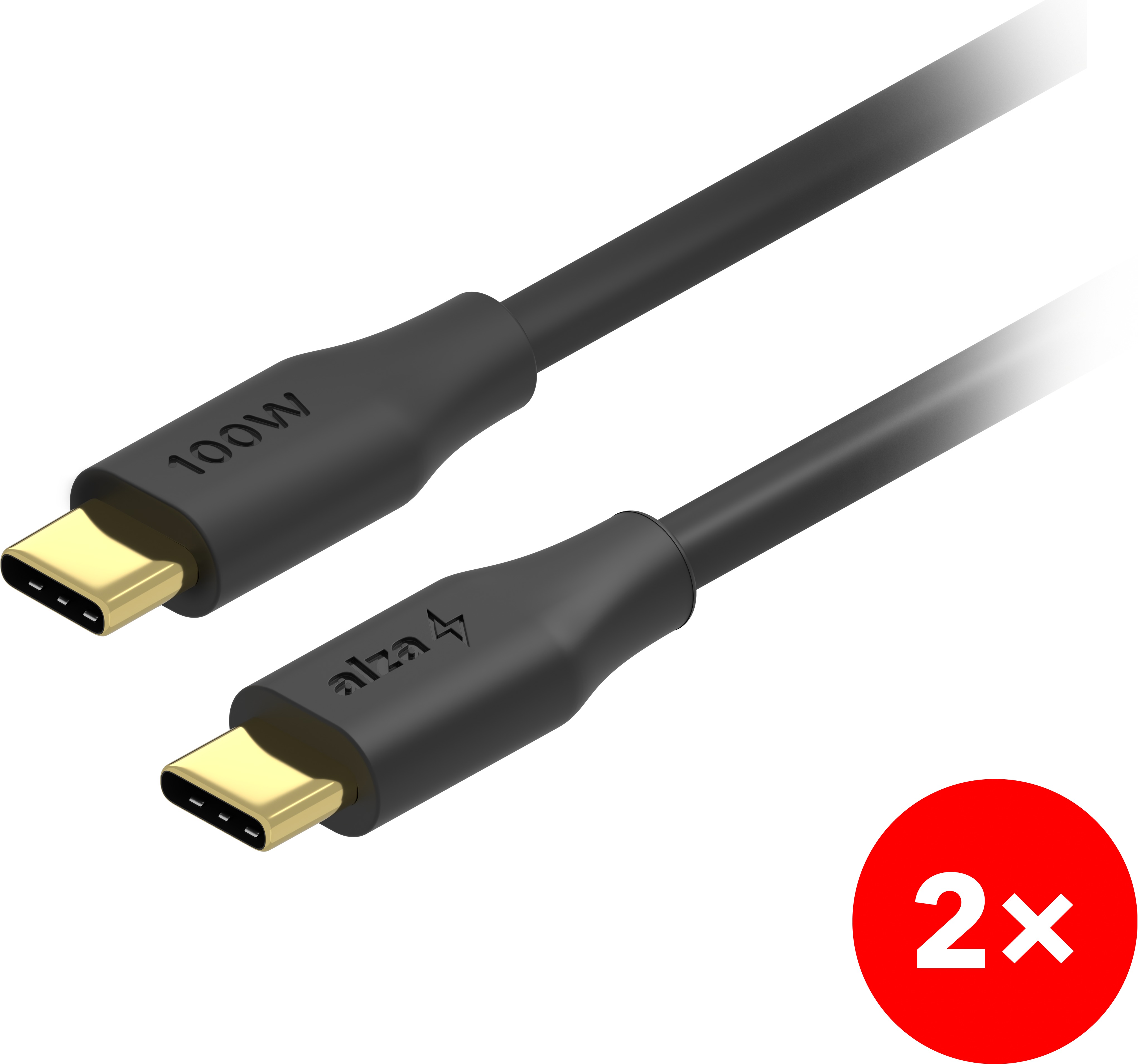 AlzaPower 2-Pack Core Charge USB-C to USB-C 2.0 100W 2m černý