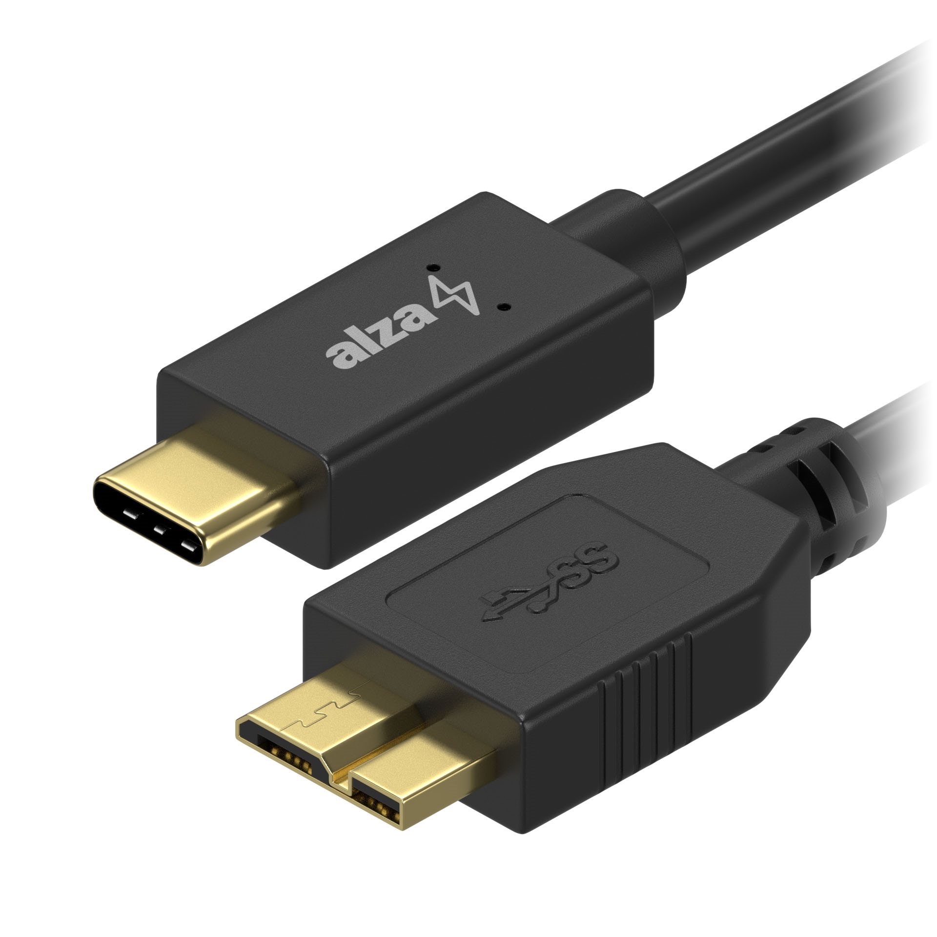 Kabel AlzaPower USB-C na Micro USB-B 3.2 Gen 1 1.0m černý