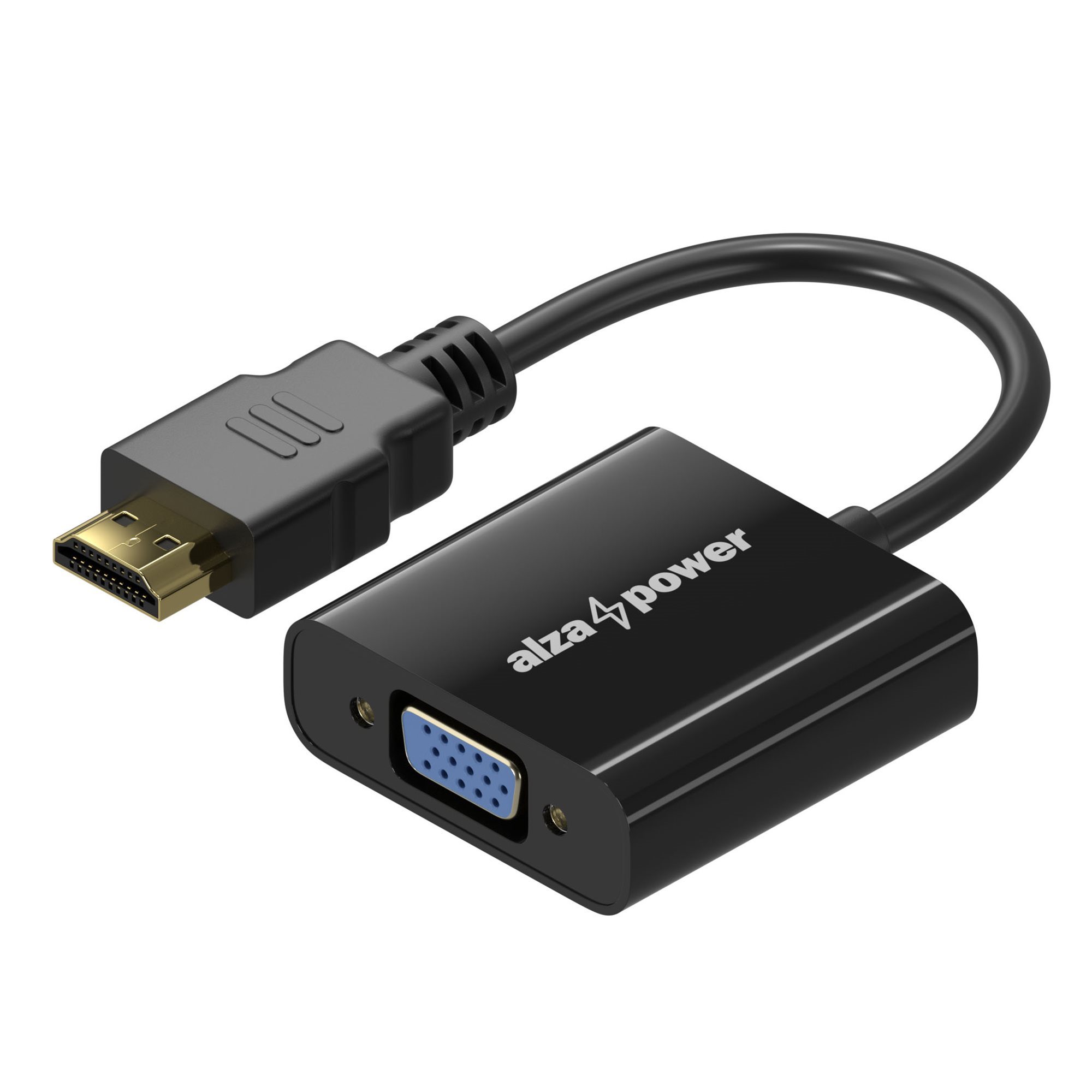 AlzaPower HDMI (M) to VGA (F) 0.18m lesklý černý - spolehlivý kabel pro připojení zařízení.