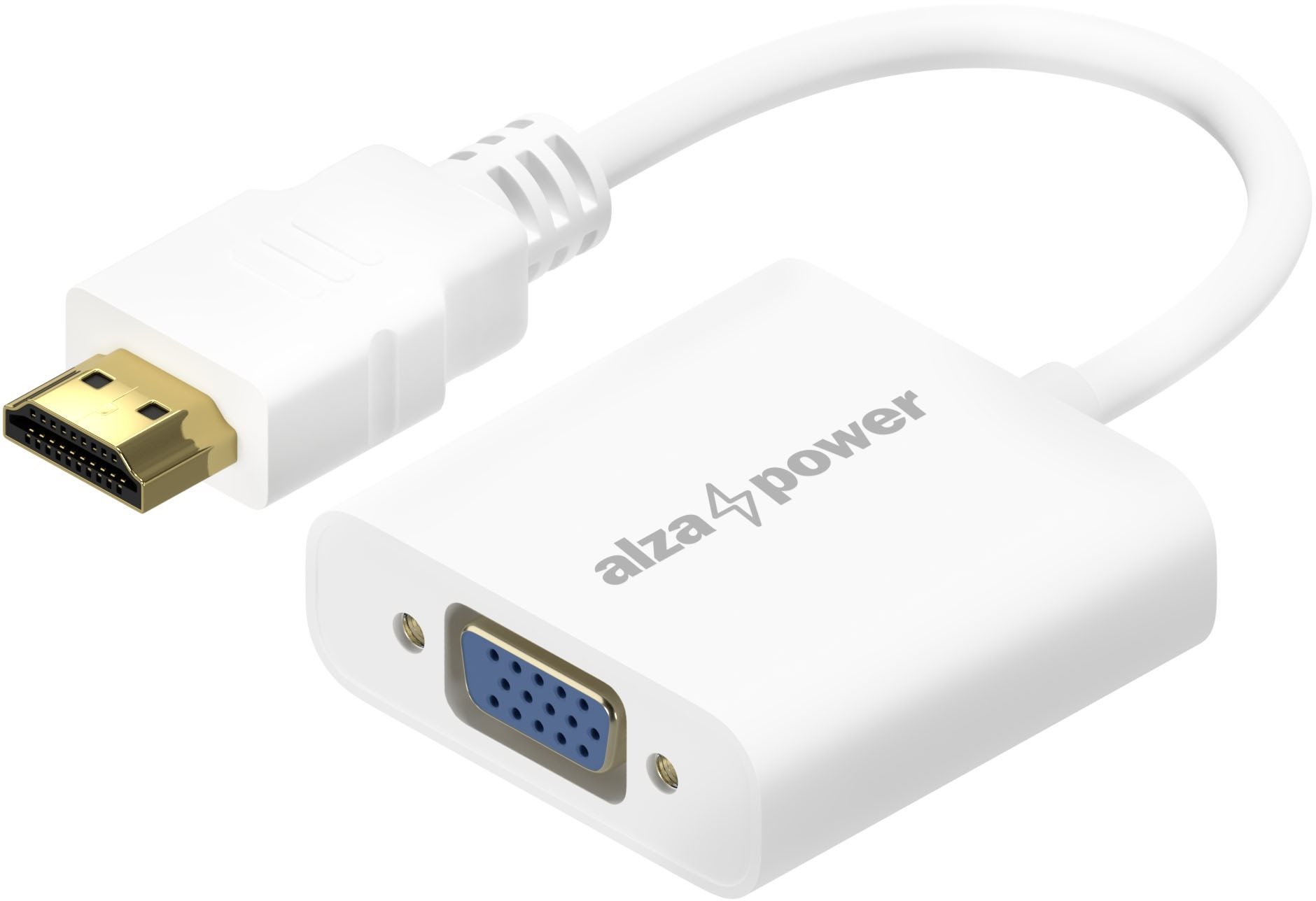 AlzaPower HDMI (M) to VGA (F) 0.18m bílý - kvalitní redukce