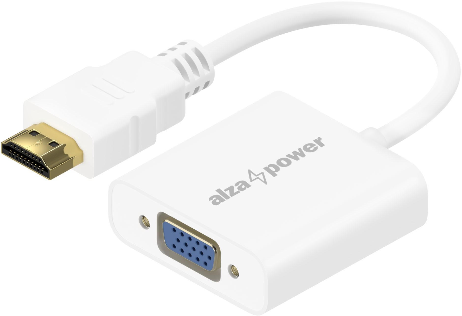 AlzaPower HDMI (M) to VGA (F) s 3,5mm Jack bílý