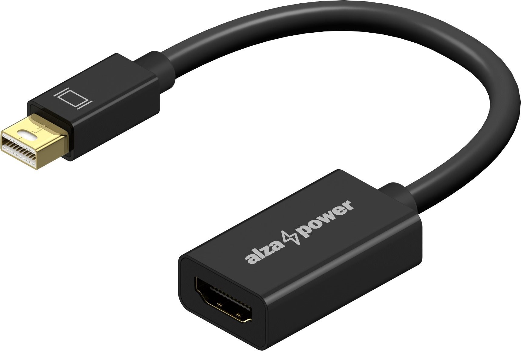 AlzaPower Core Mini DisplayPort (M) to HDMI (F) 4K 30Hz černý - kabel pro připojení notebooku nebo počítače k televizoru nebo monitoru