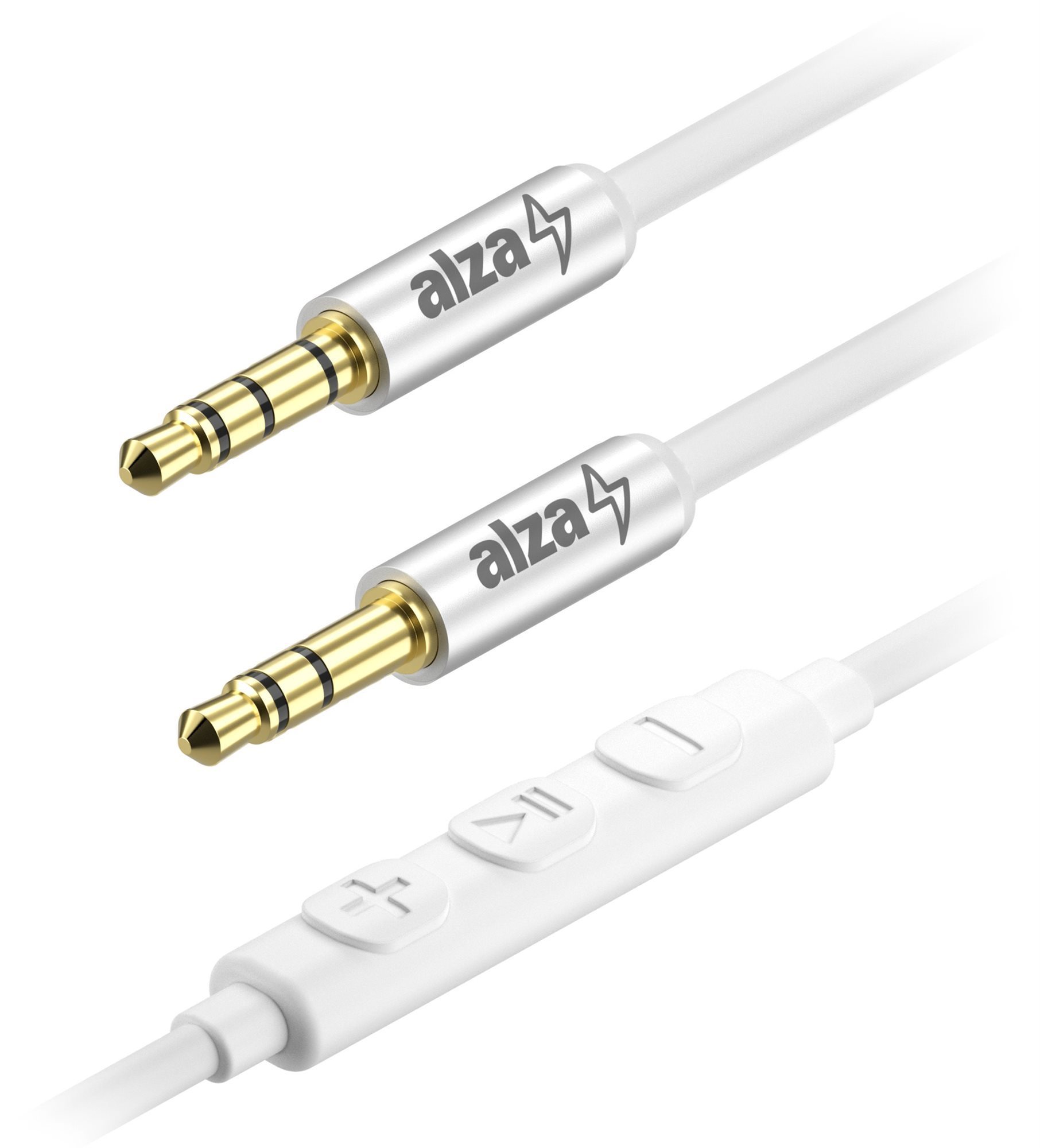 AlzaPower Alucore Audio 3.5mm Jack 4P-TRRS (M) to 3.5mm Jack (M) 1m stříbrný