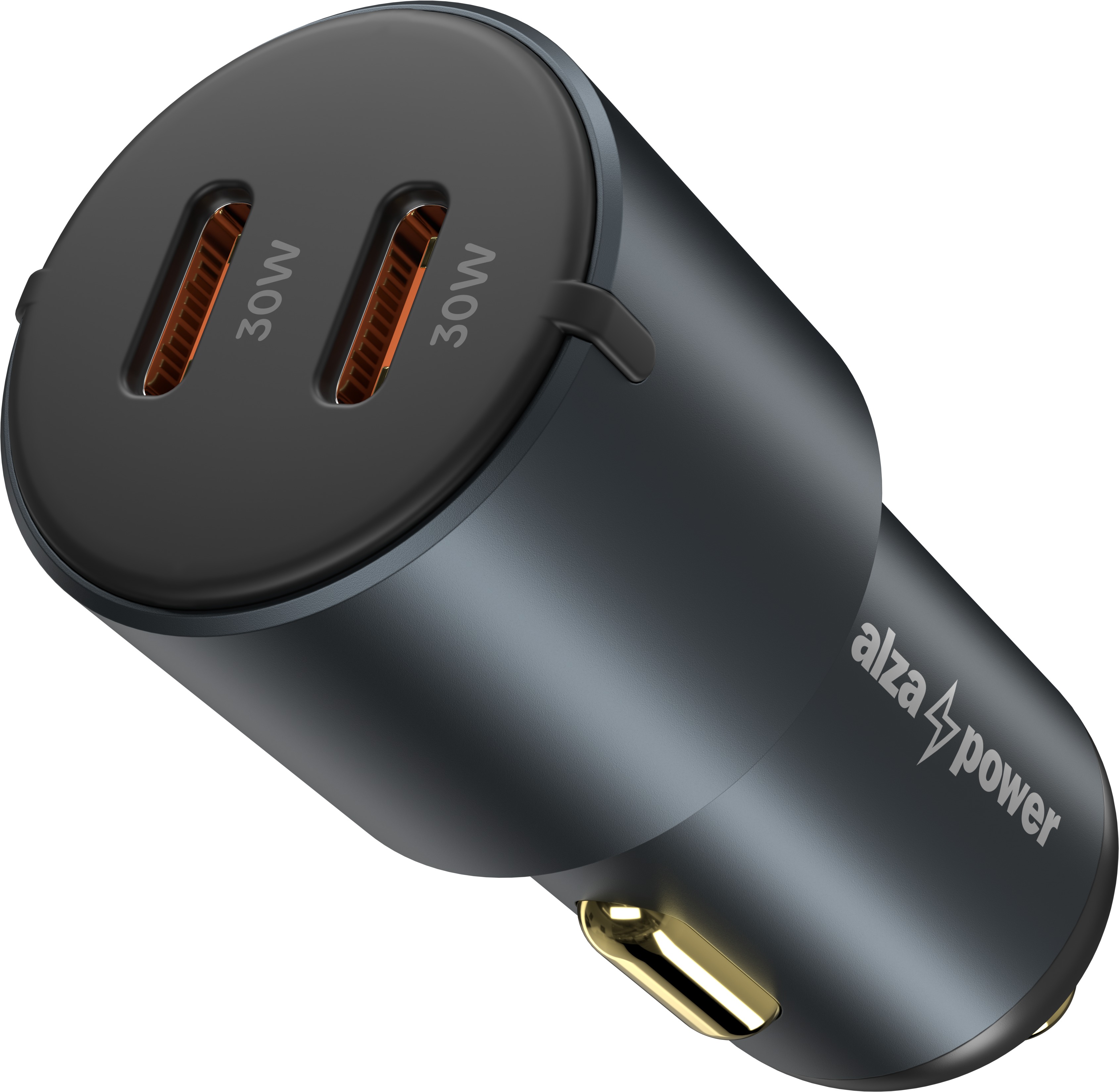 AlzaPower Car Charger X530 2xUSB-C Power Delivery 60W šedá