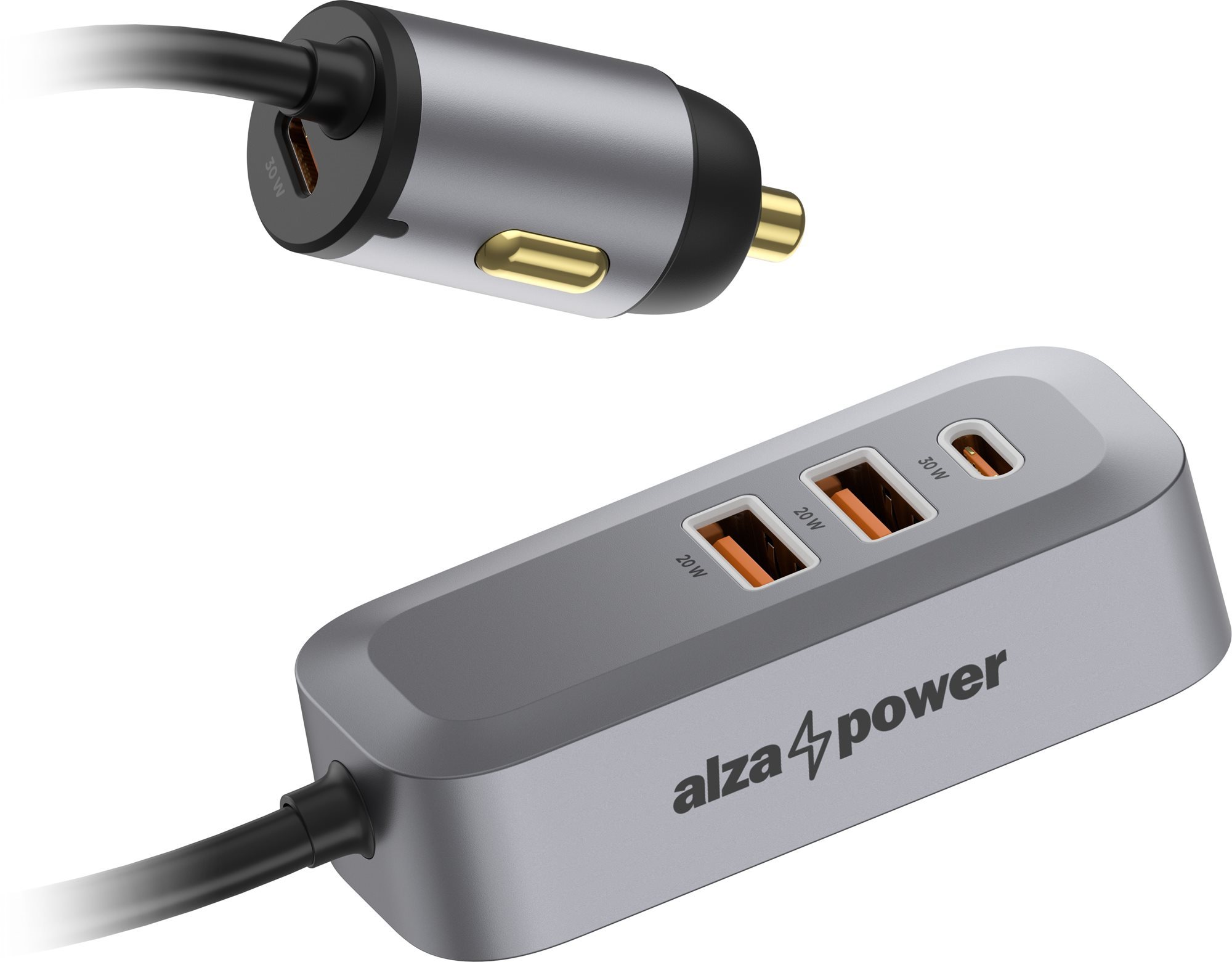 AlzaPower Car Charger X560 Multi Charge 20W šedá