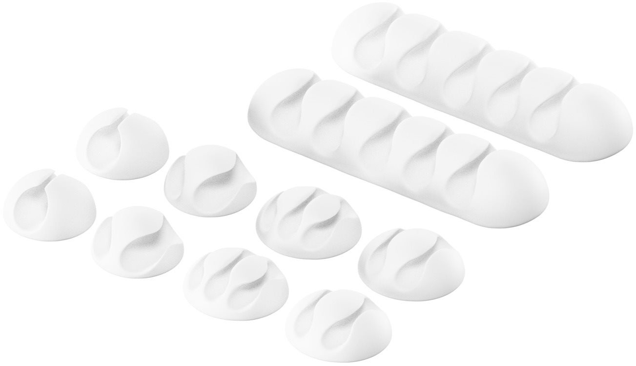 AlzaPower Cable Clips Mix 10 pcs bílý