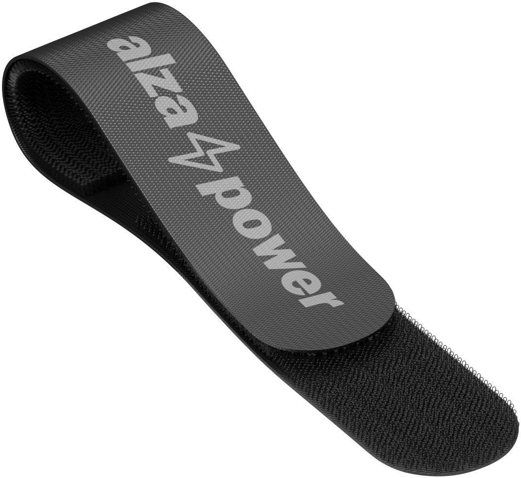 Sada 10 černých Velcro strapů AlzaPower pro organizaci kabeláže