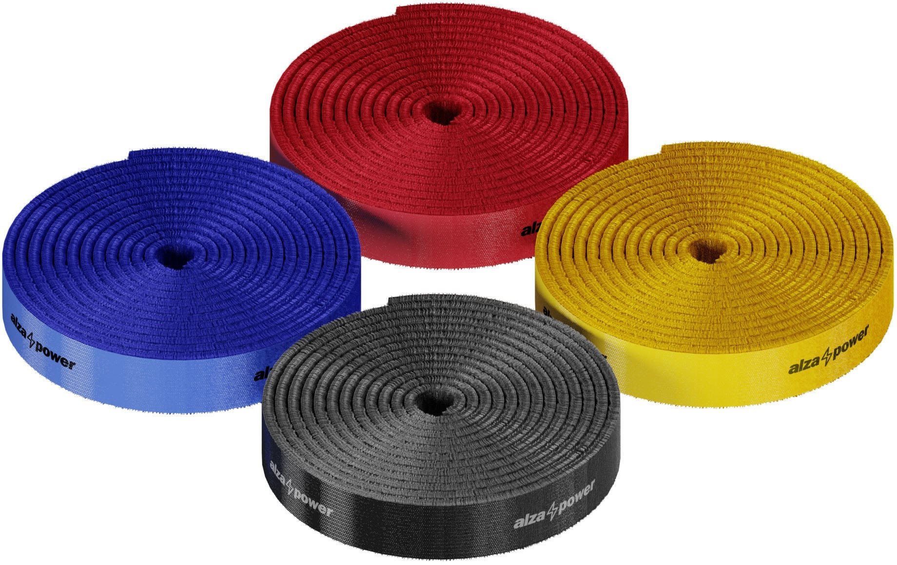 AlzaPower VelcroStrap+ Roll 4x1m mix - organizace kabeláže pro počítače a notebooky