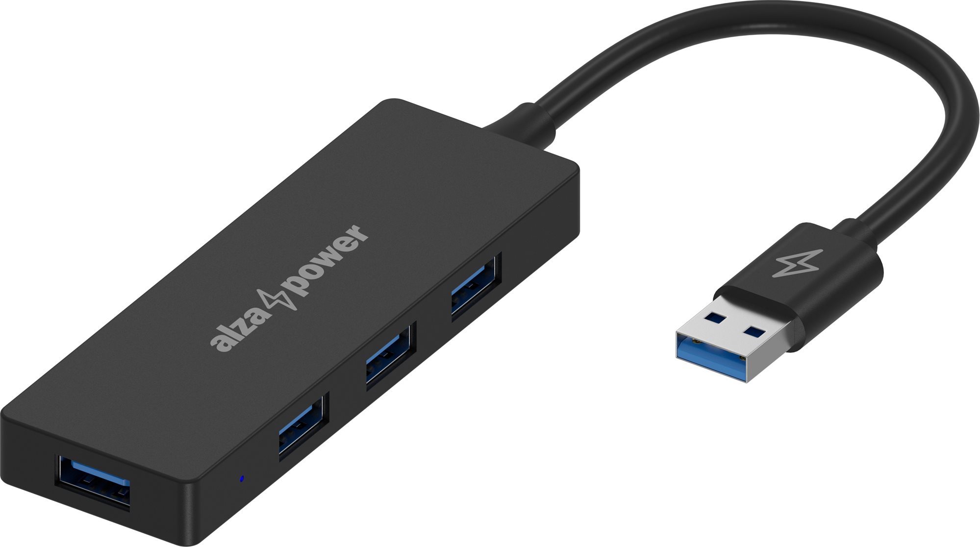 AlzaPower FlatCore USB-A (M) na 4× USB-A 3.2 Gen 1 (F) černý