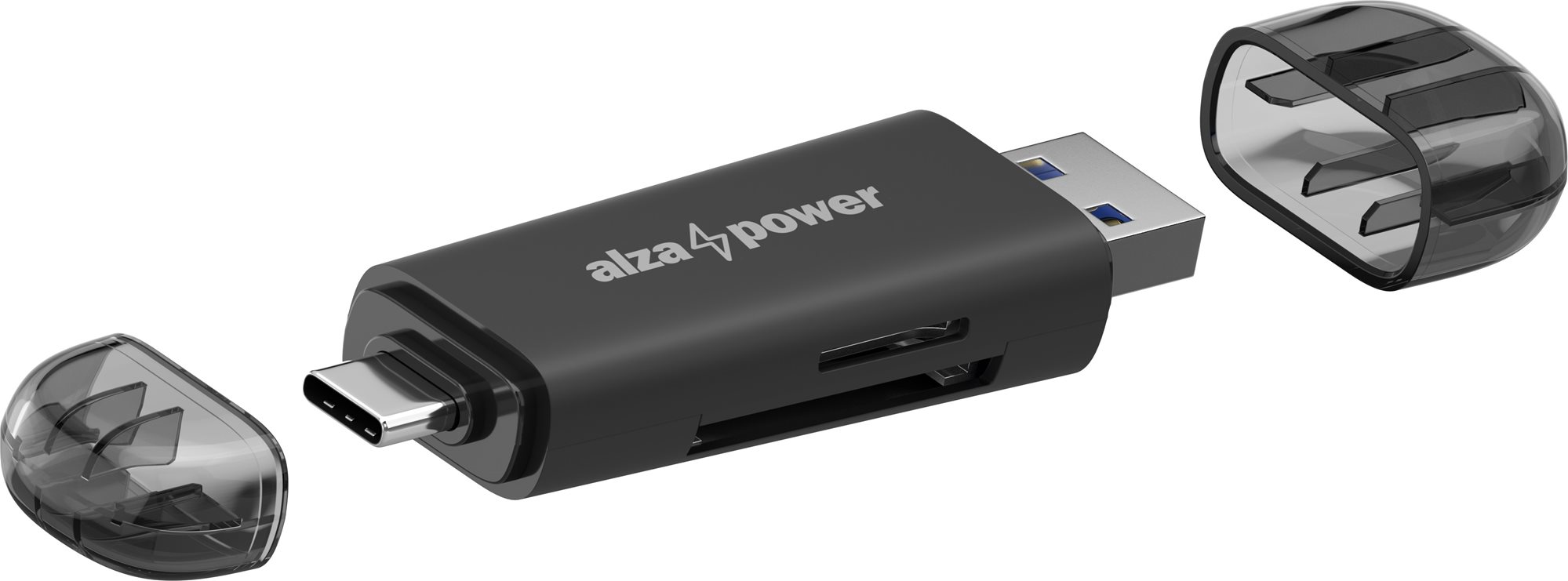 AlzaPower 2in1 Multi-function USB-C 3.2 Gen 1 Memory Card Reader černá