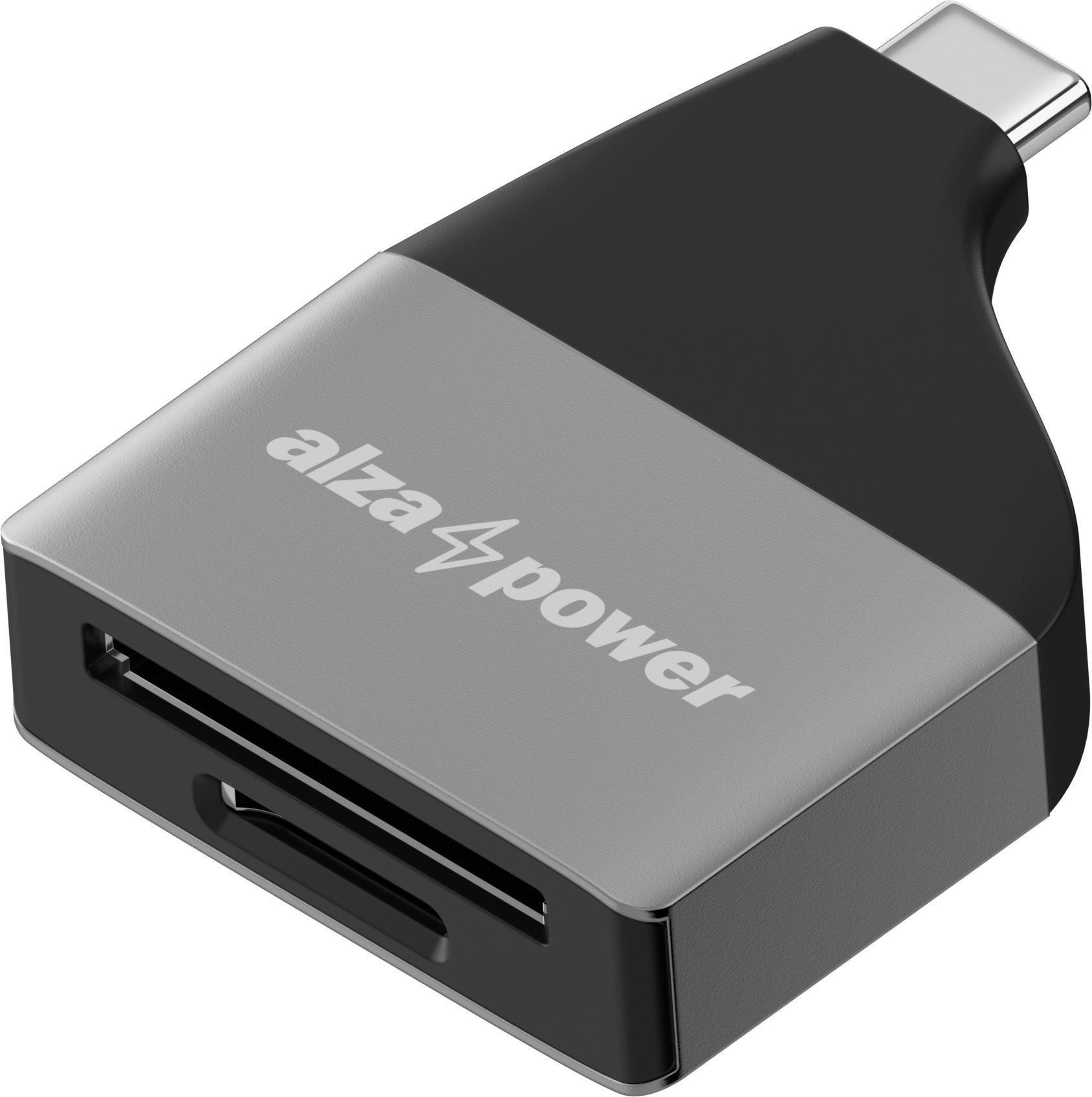 AlzaPower USB-C 3.2 Gen 1 Metal Memory Card Reader stříbrná