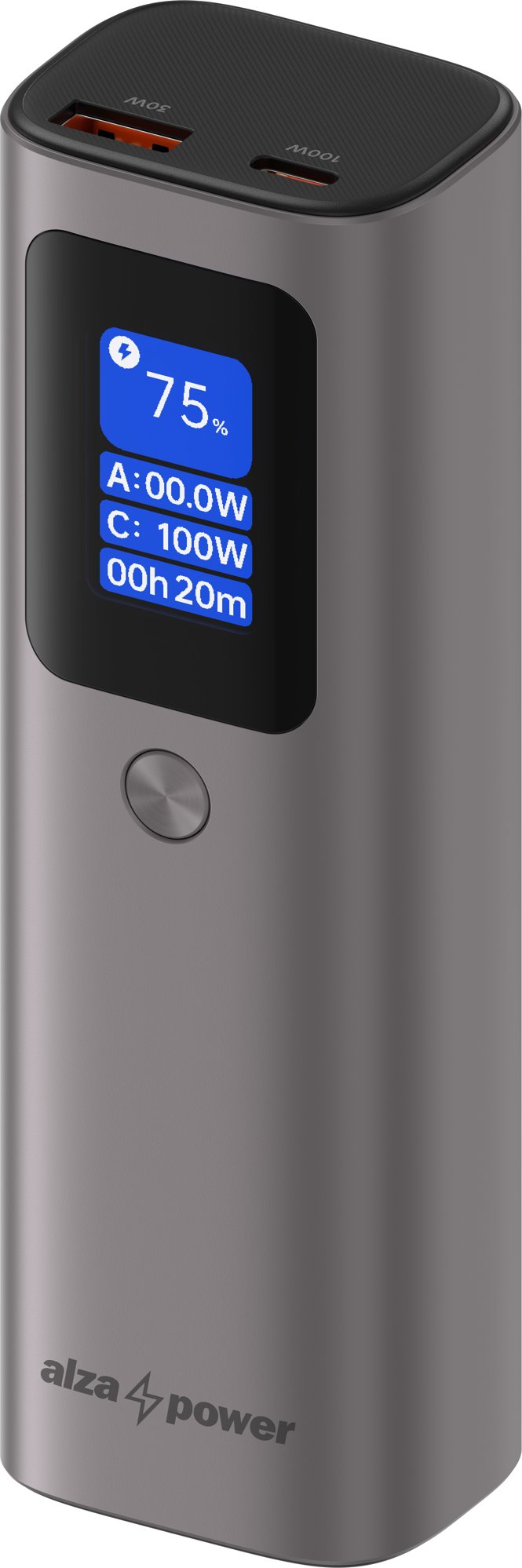 AlzaPower Vision 10000mAh Power Delivery (100W) stříbrná