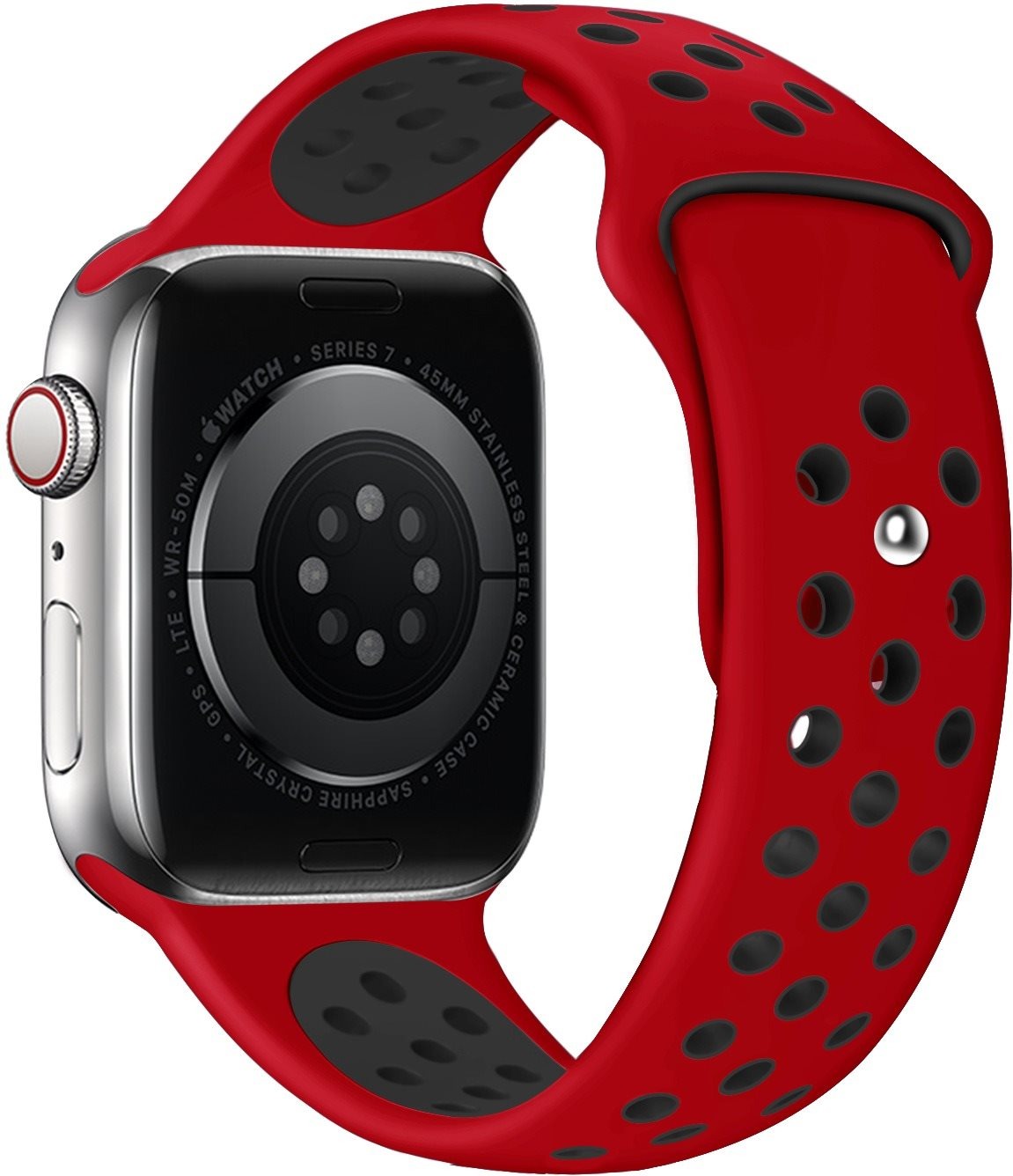 Eternico Sporty pro Apple Watch 42mm / 44mm / 45mm Pure Black and Red
