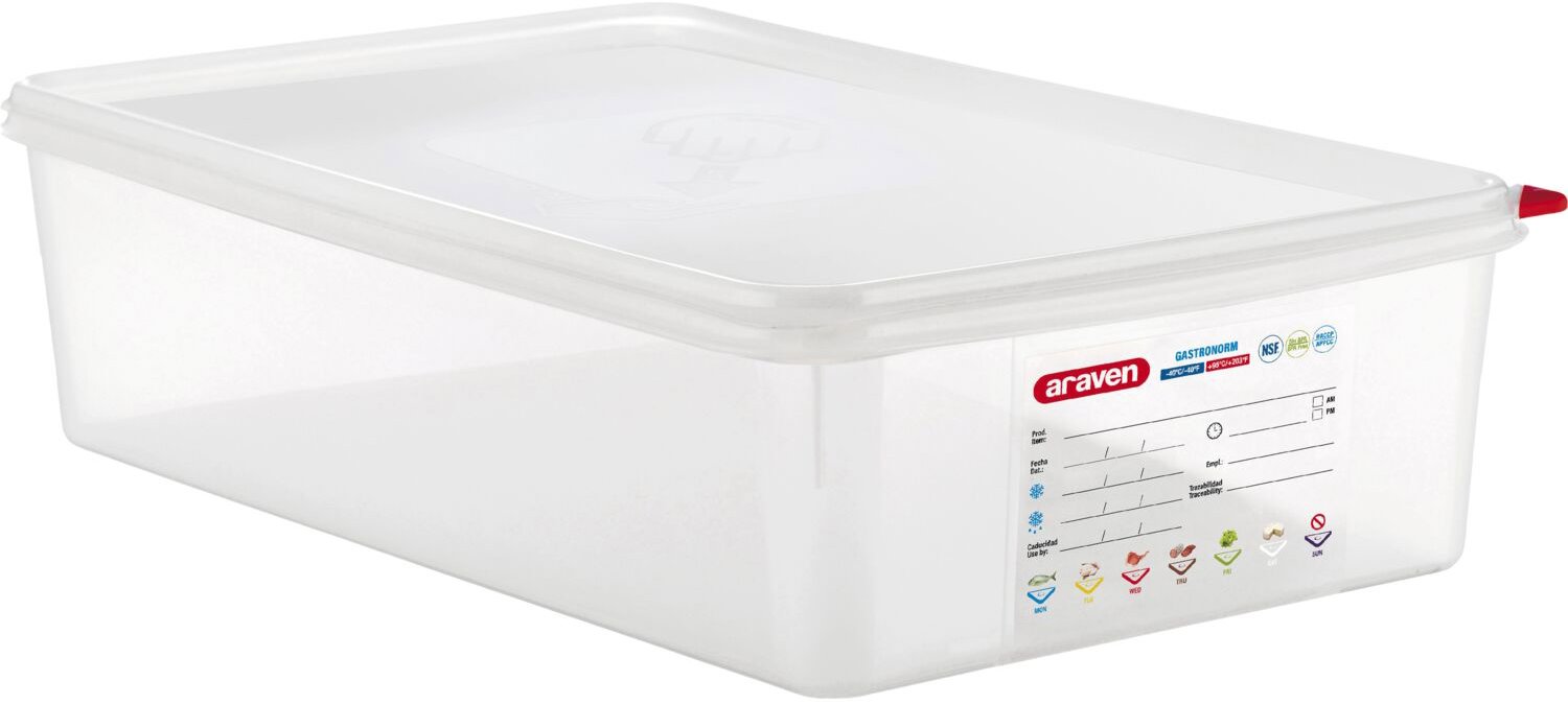 Araven Gastronádoba s víkem GN 1/1, PP, hloubka 100 mm, objem 13,7 l, hermetická