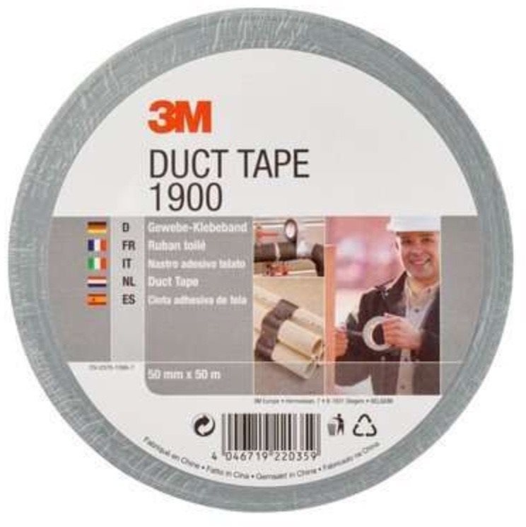 3M Duct Tape základní textilní páska 1900, stříbrná, 50 mm x 50 m v blistru