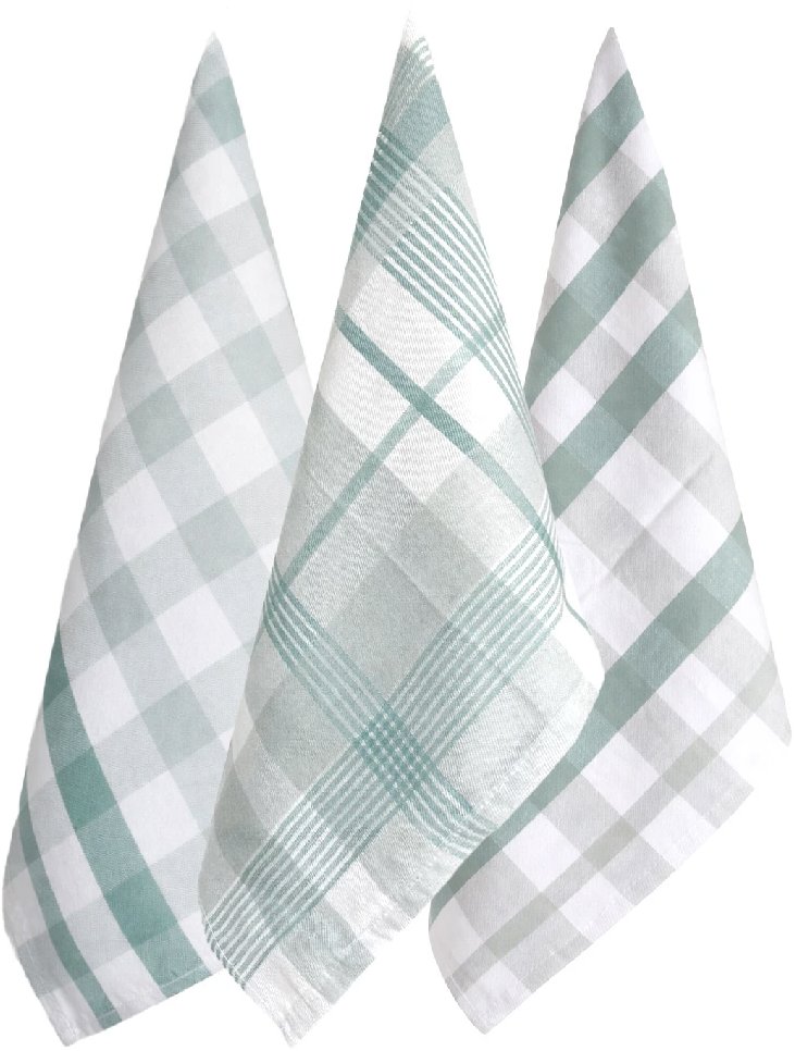 ARÔME HOME Kuchyňské utěrky Zelené káro, kombinace, 3 ks