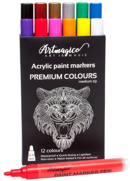 Artmagico Akrylový popisovač se středním hrotem (2 mm) 24 ks